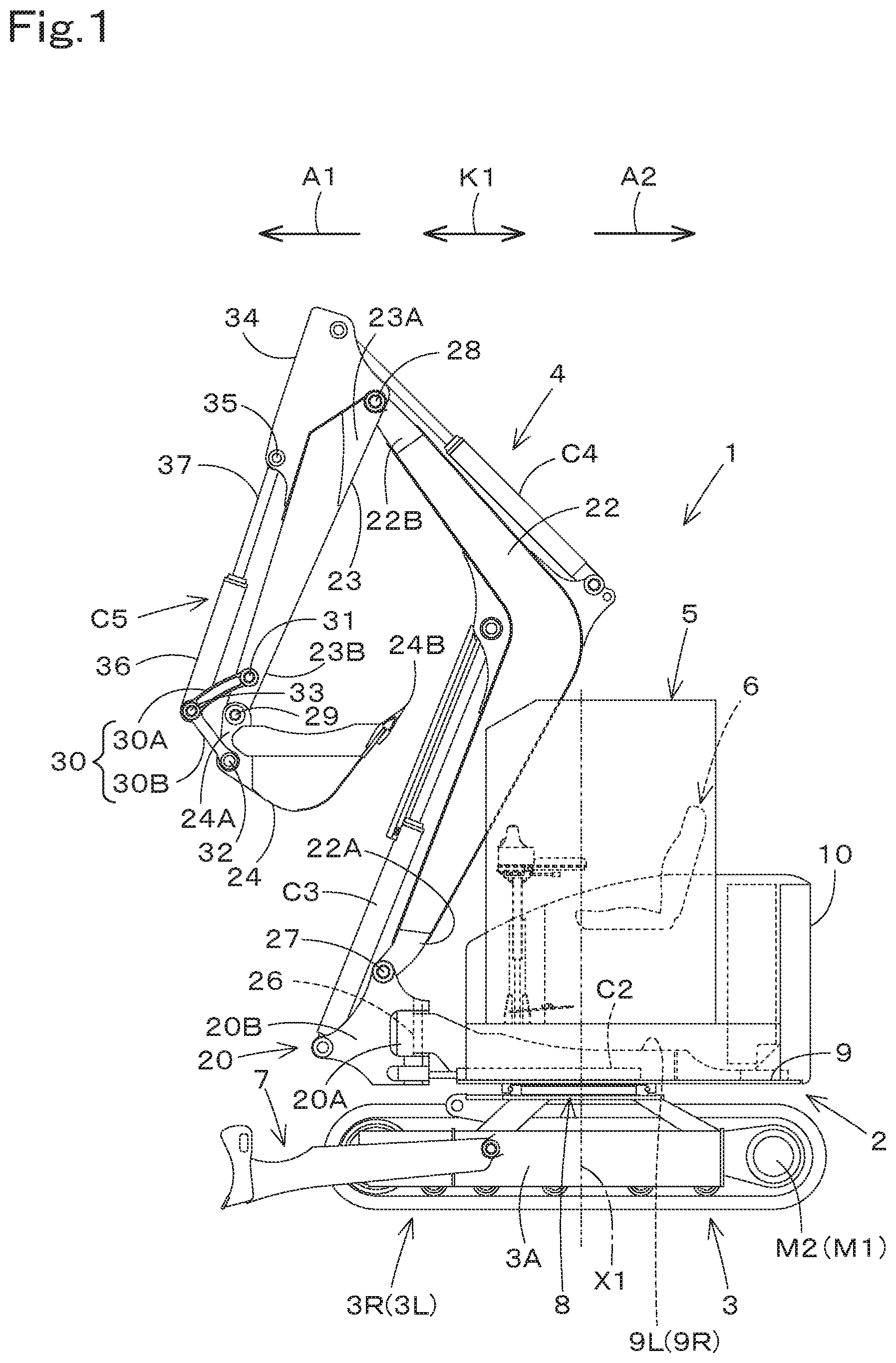 Patent US12410578 Figure 1 – Working machine