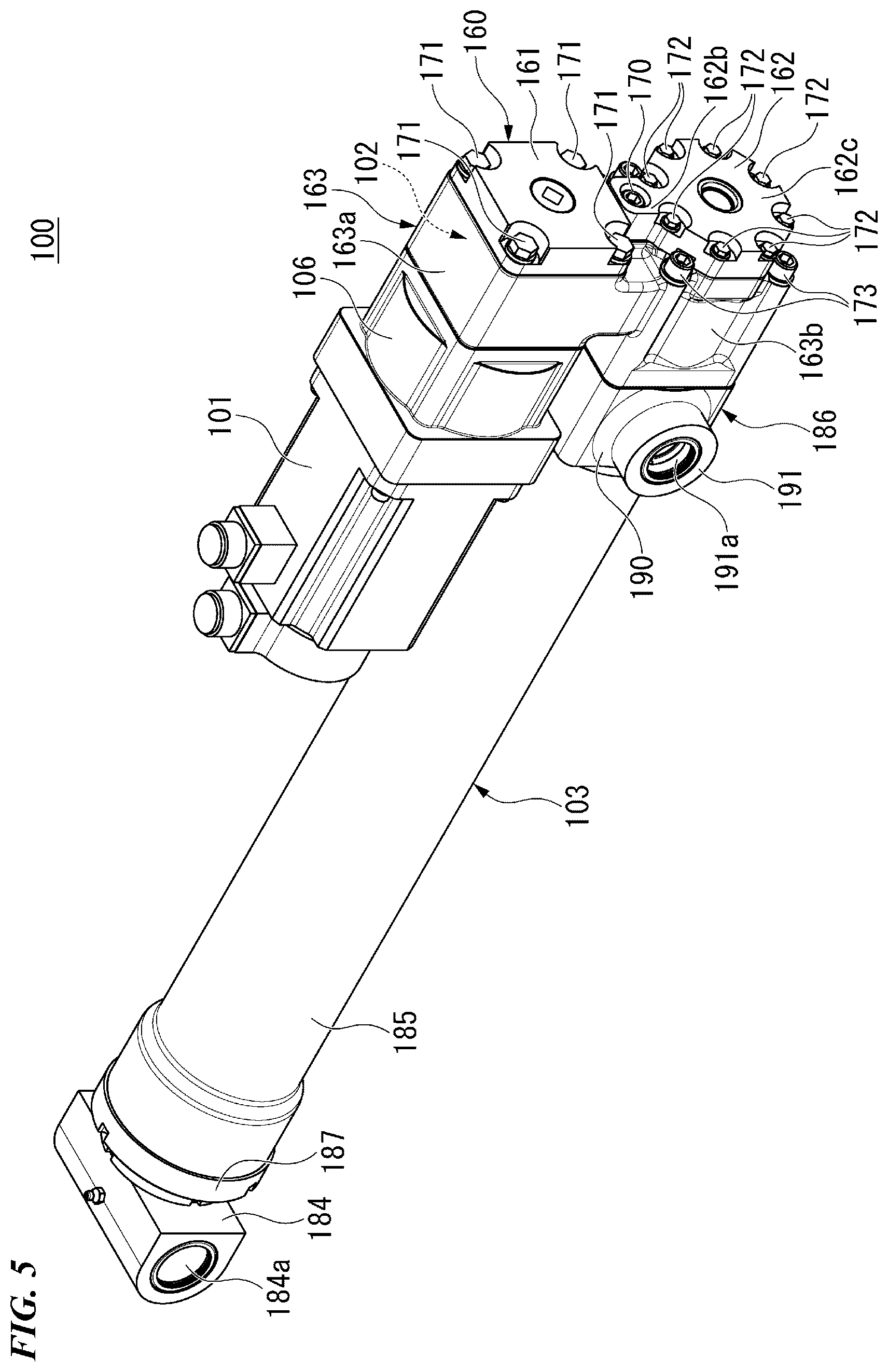 Patent US12410581 Figure 5 – Electric cylinder and work machine