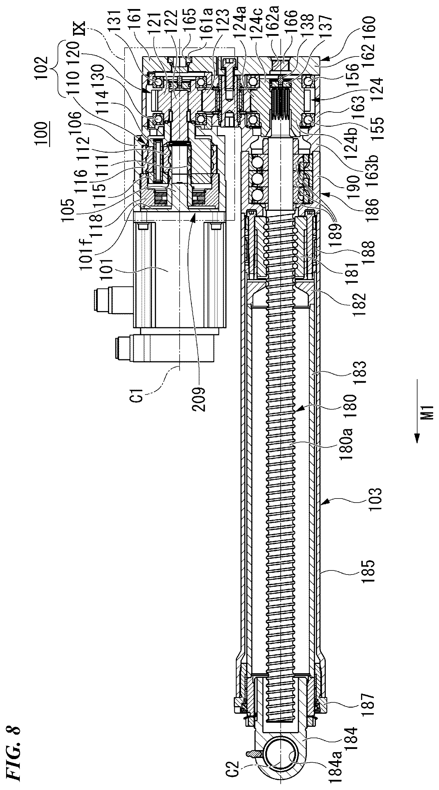 Patent US12410581 Figure 8 – Electric cylinder and work machine