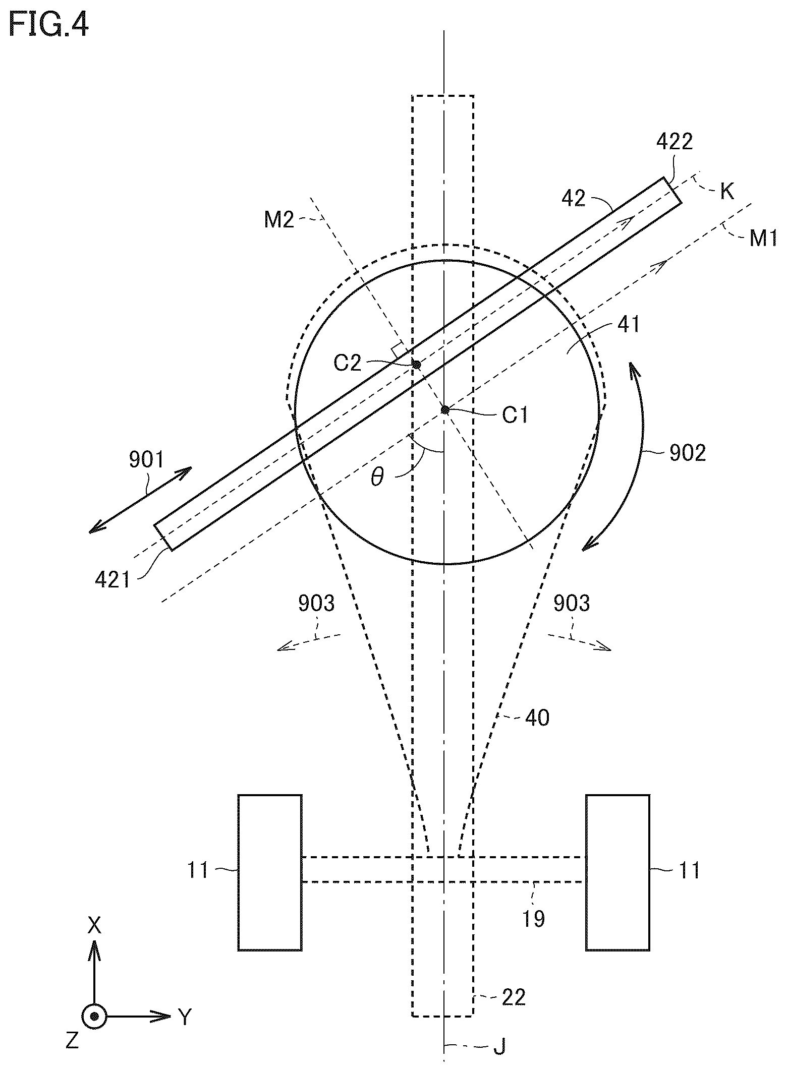 Patent US12410582 Figure 4 – Motor grader and method of controlling motor grader