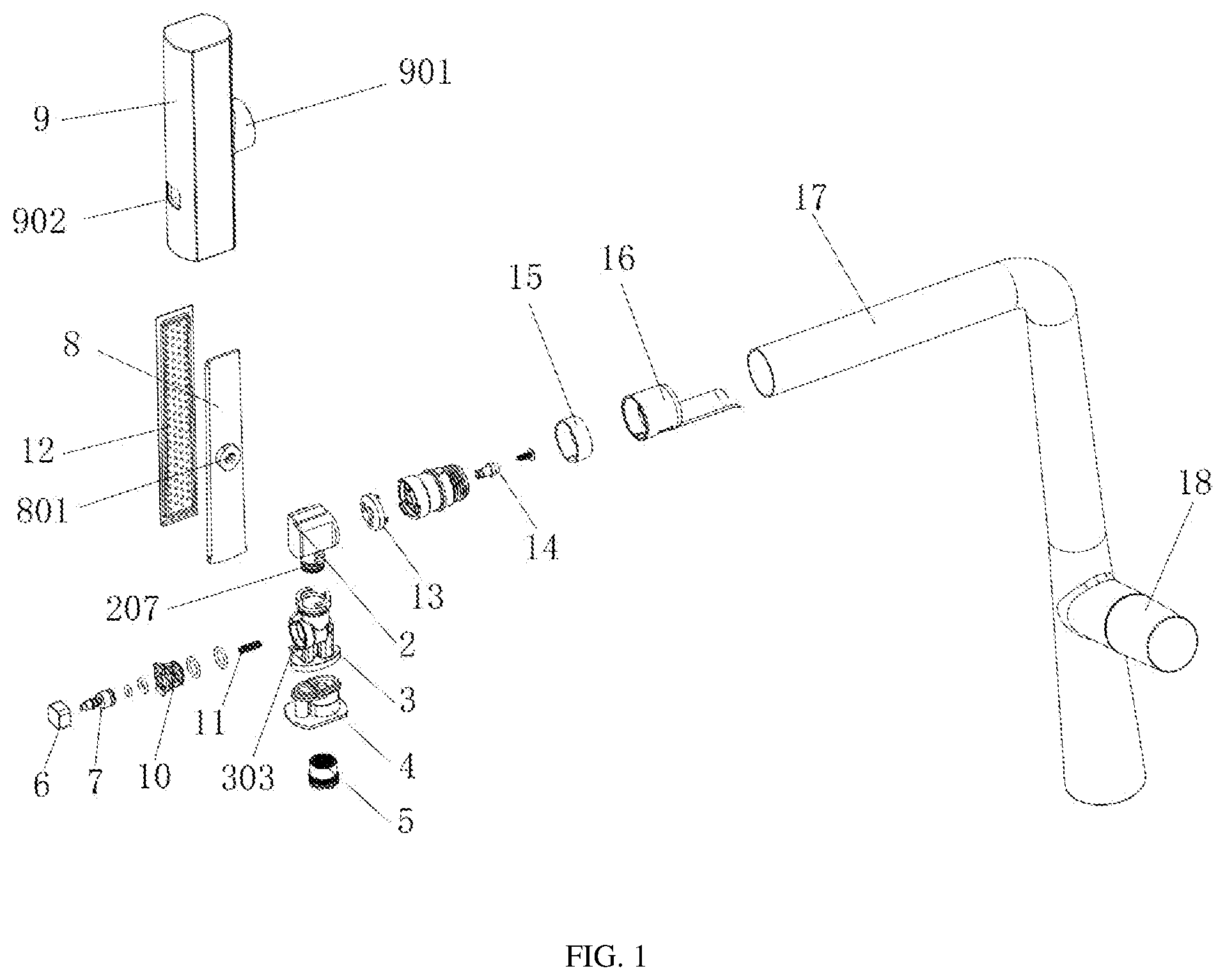 Patent US12410594 Figure 1 – Faucet structure