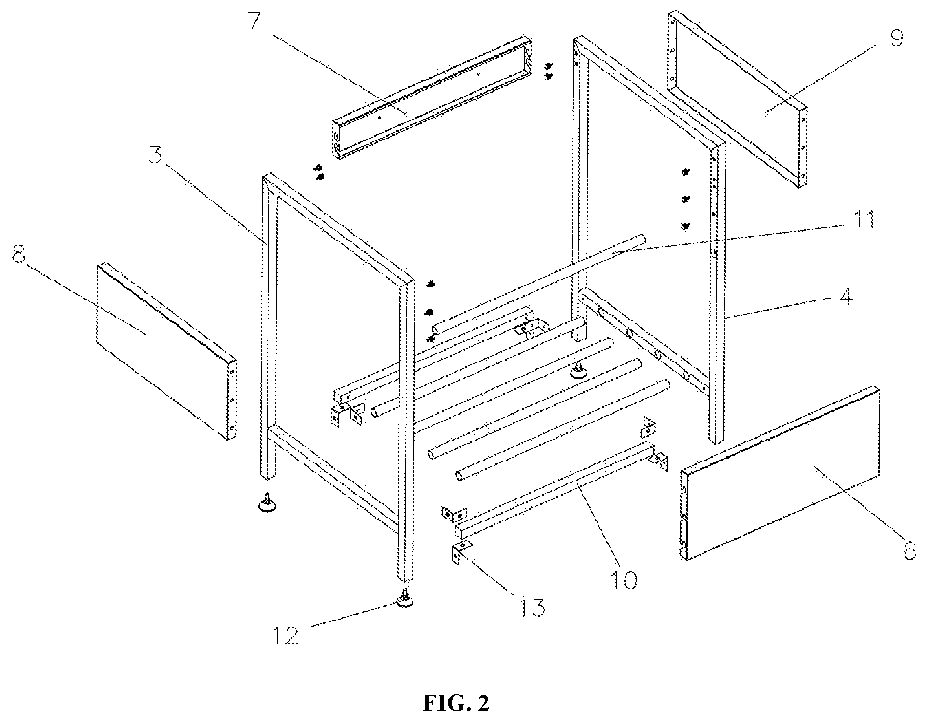 Patent US12410596 Figure 2 – Sink with assembled stand