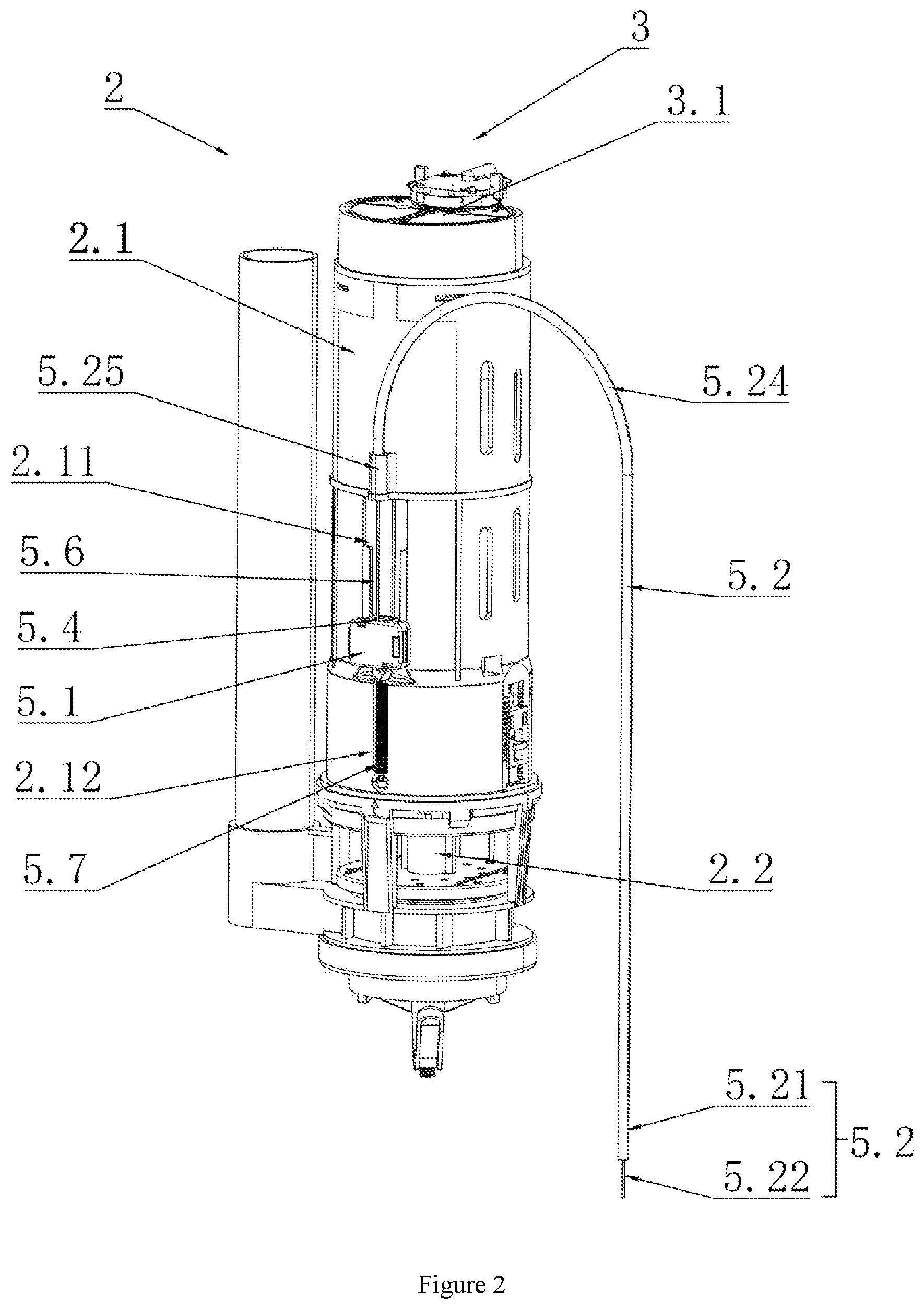 Patent US12410597 Figure 2 – Dual-control flushing device