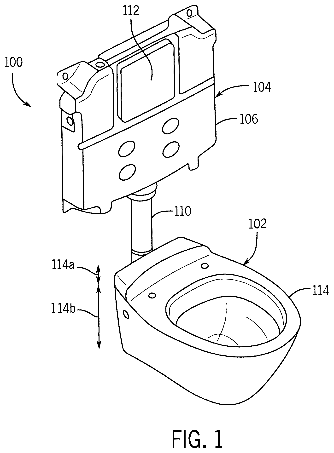 Patent US12410598 Figure 1 – Toilet arrangement for swirl flushing