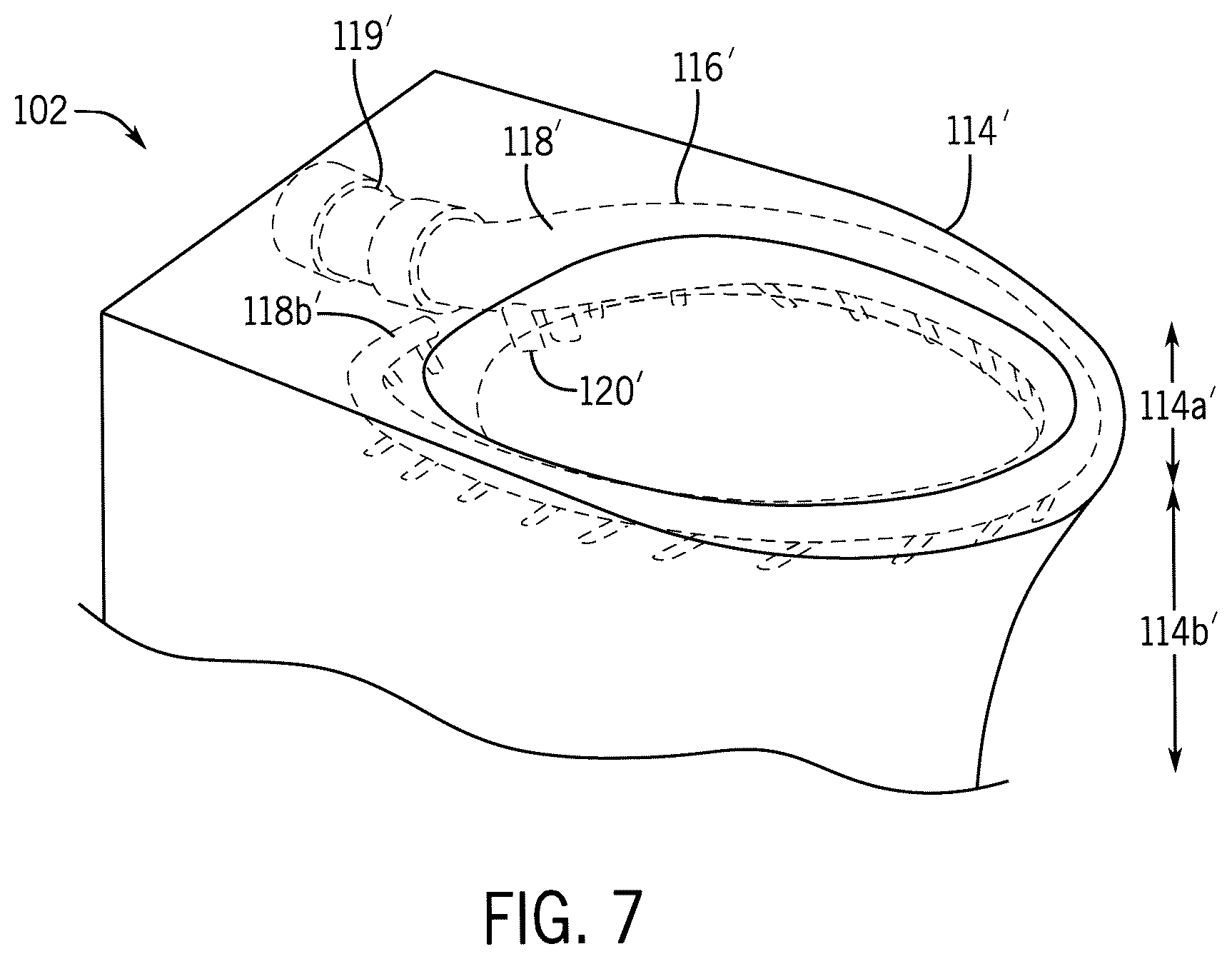 Patent US12410598 Figure 6 – Toilet arrangement for swirl flushing