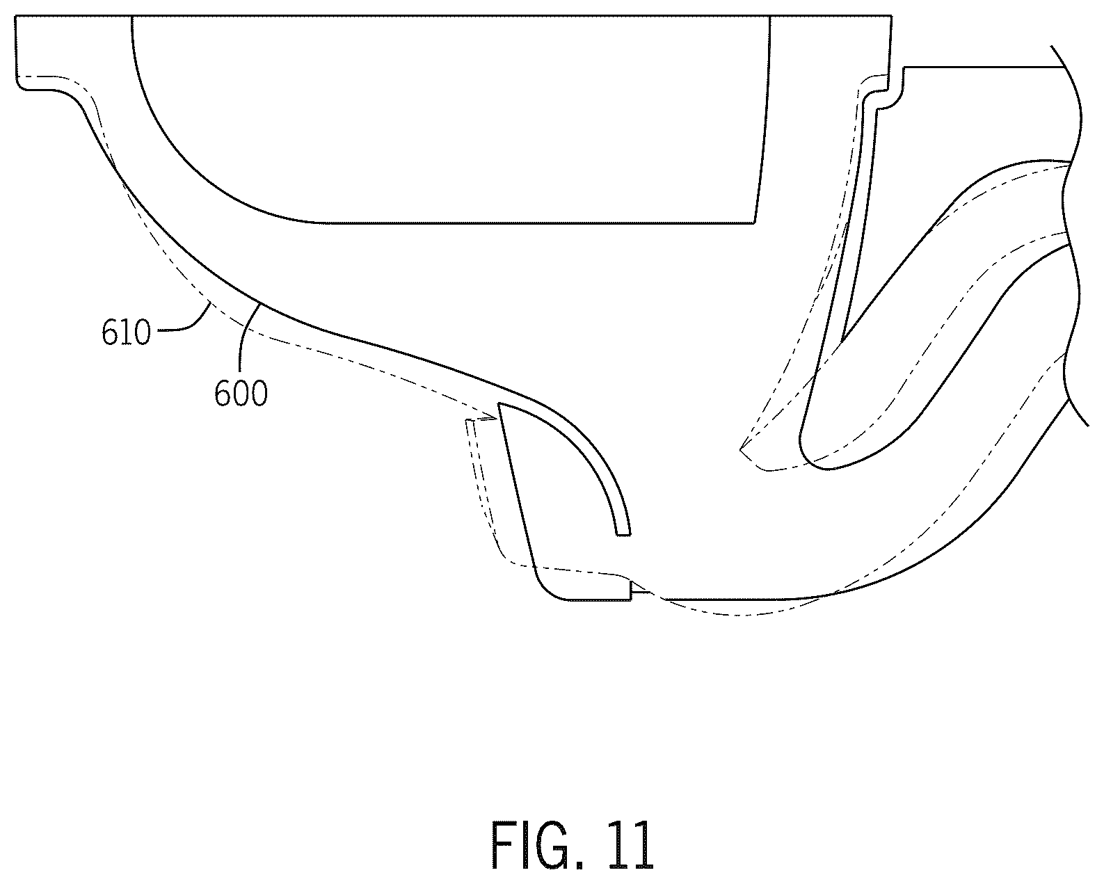 Patent US12410600 Figure 11 – Toilet with canned sump