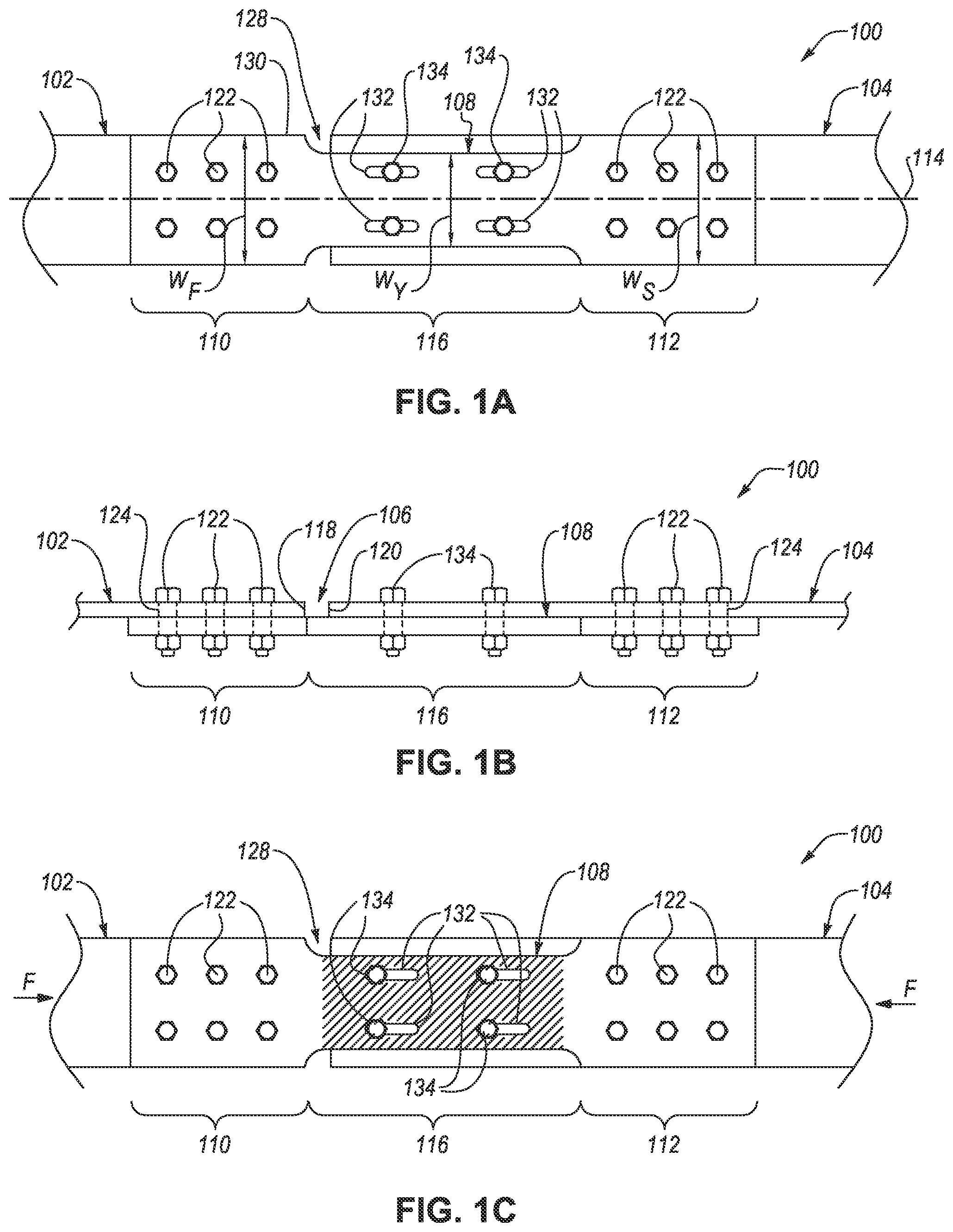 Patent US12410604 Figure 1 – Structural fuses configured to yield in tension and compression and structures including the same