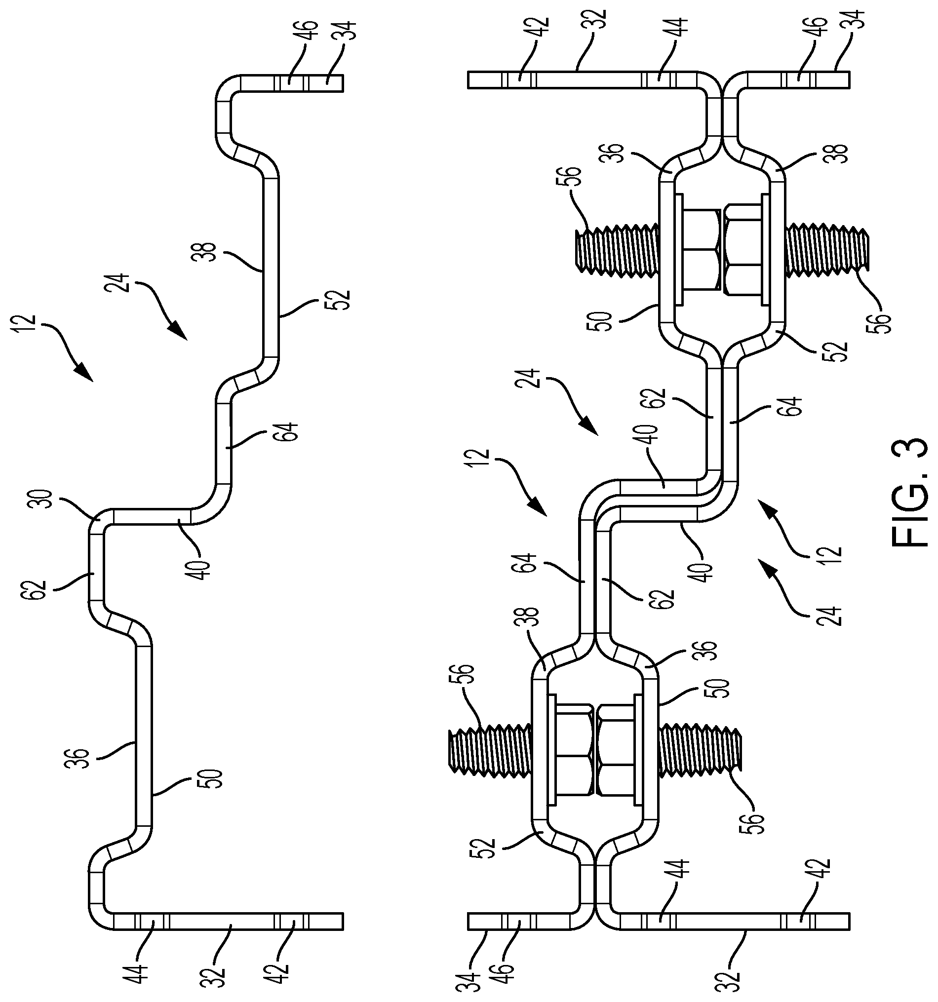 Patent US12410611 Figure 3 – Pre-assembled internal frame for modular wall section