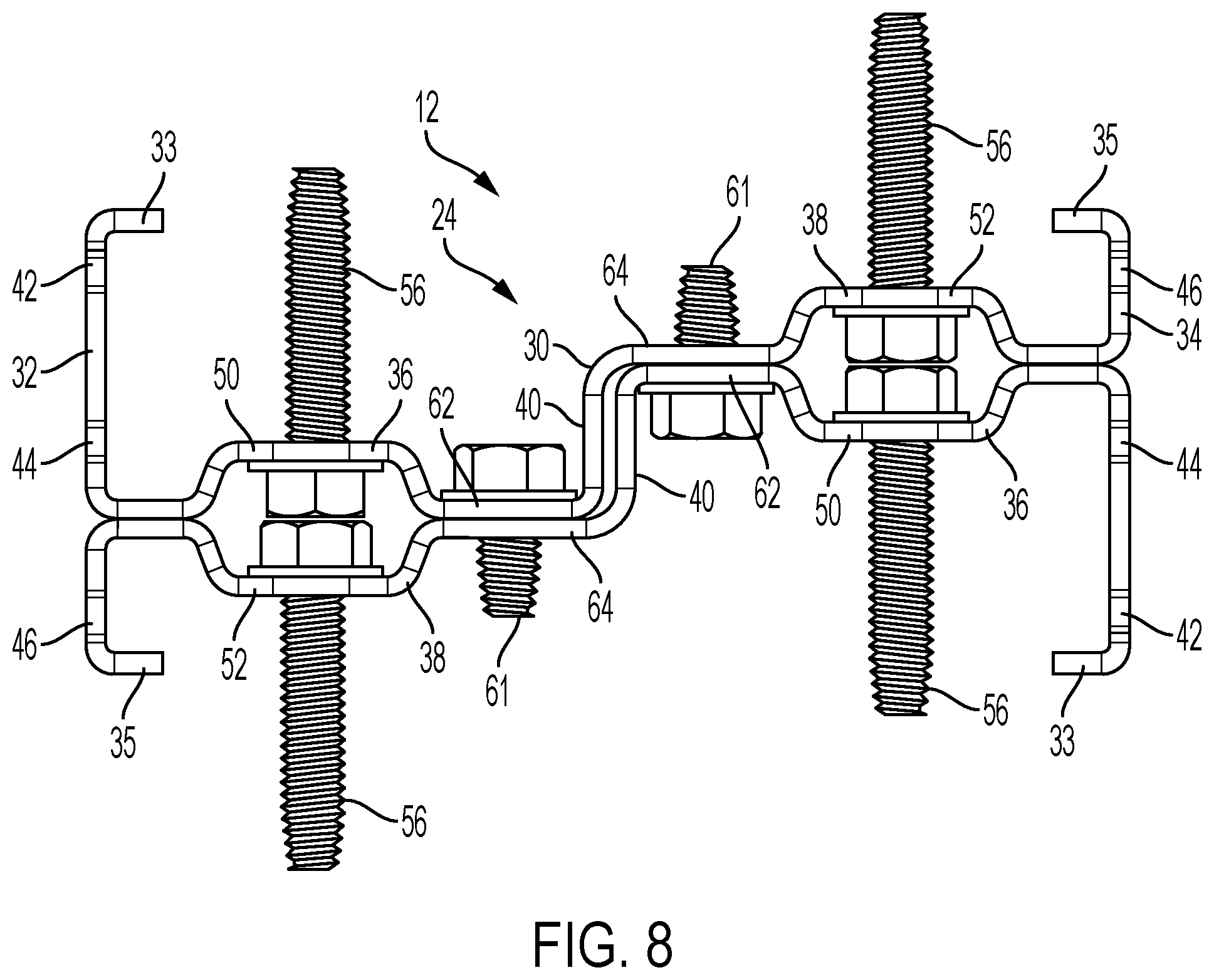 Patent US12410611 Figure 8 – Pre-assembled internal frame for modular wall section