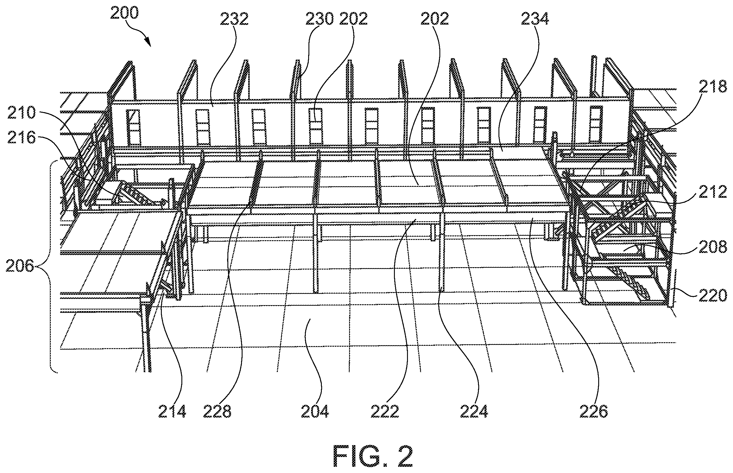 Patent US12410613 Figure 2 – Pre-manufactured load bearing walls for a multi-story building