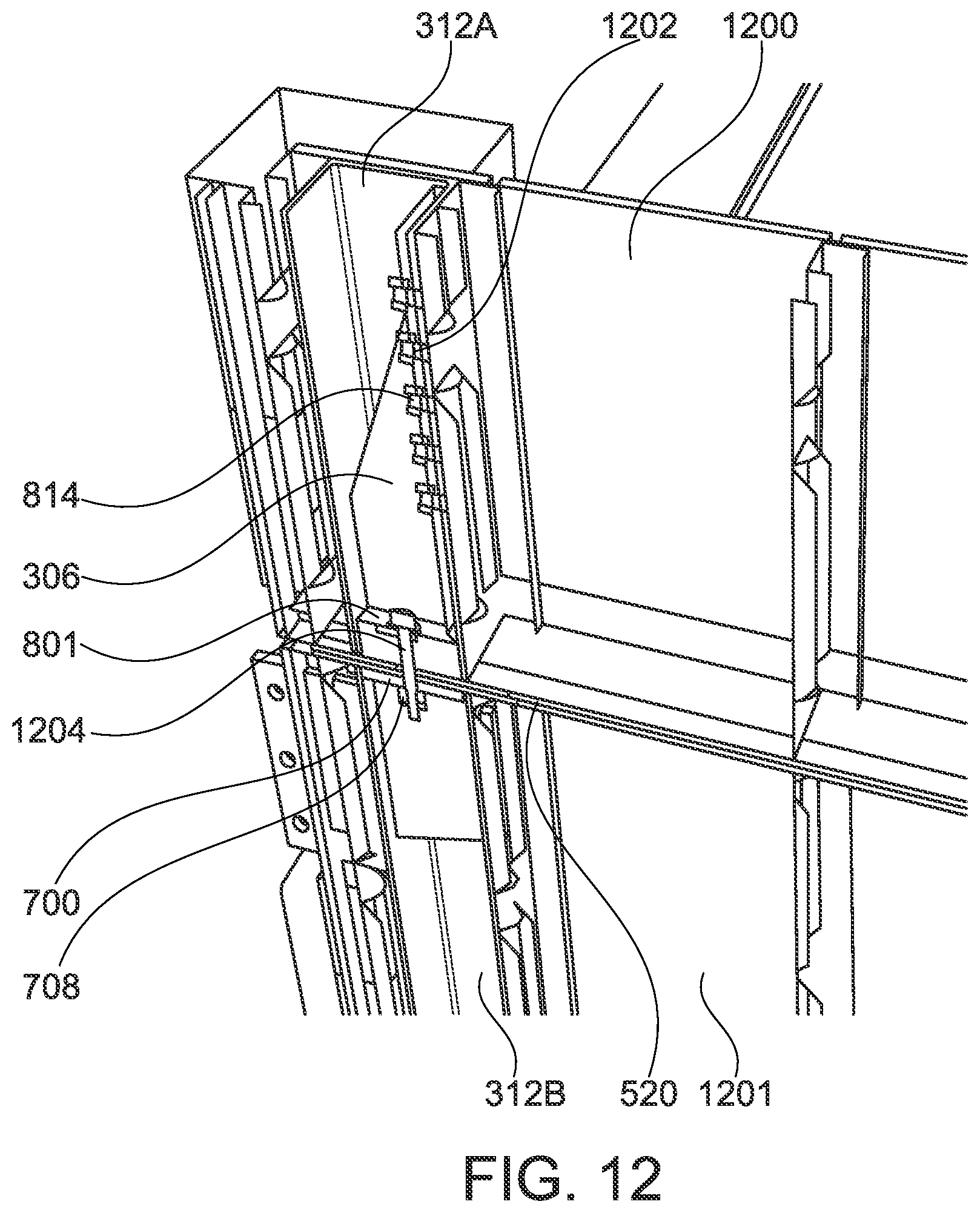 Patent US12410613 Figure 11 – Pre-manufactured load bearing walls for a multi-story building