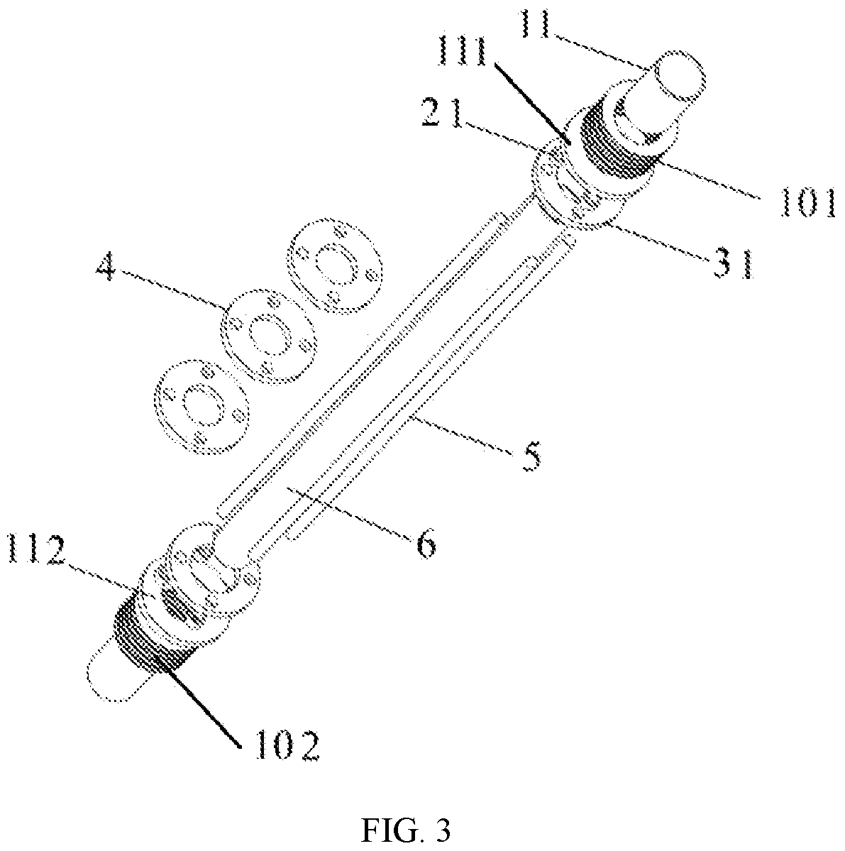 Patent US12410616 Figure 3 – Reinforcement-confined circular steel tube member with enhanced end stiffness
