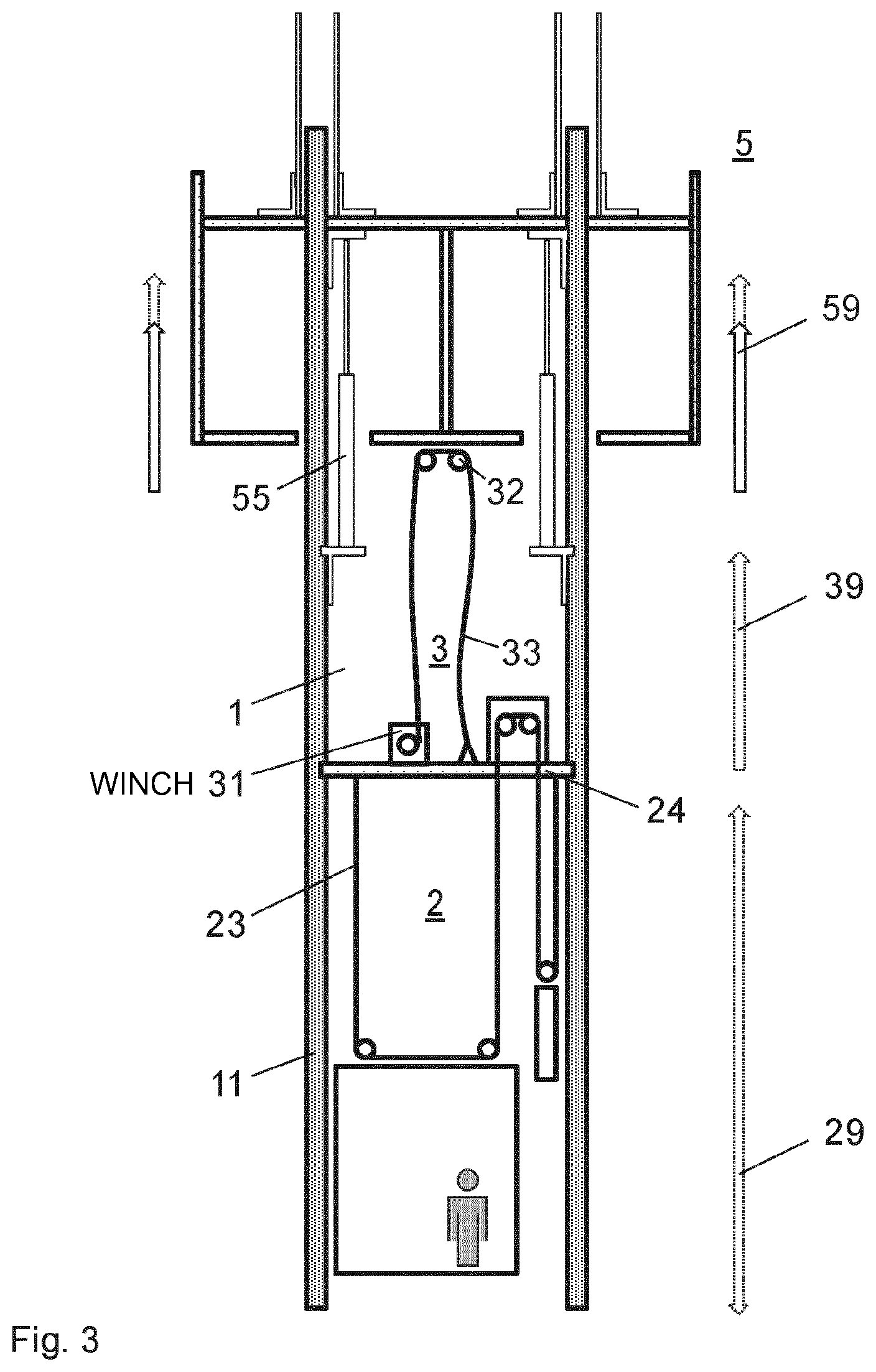 Patent US12410625 Figure 3 – Building site device having a climbing formwork and an elevator system