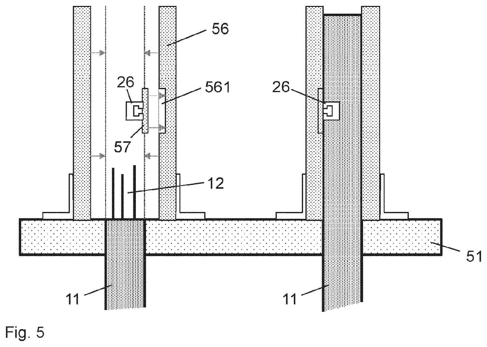 Patent US12410625 Figure 5 – Building site device having a climbing formwork and an elevator system