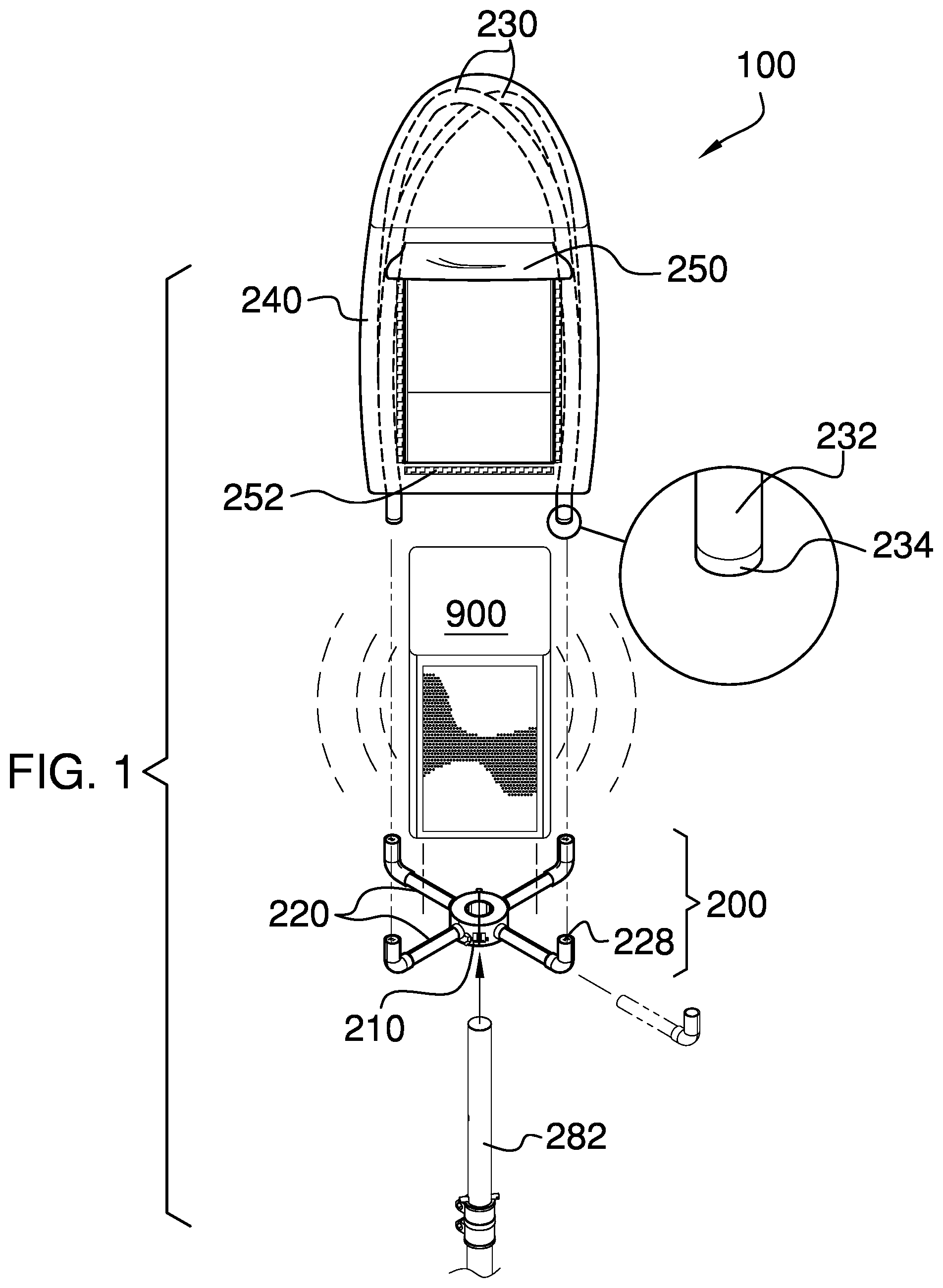 Patent US12410631 Figure 1 – Protective tent for speakers