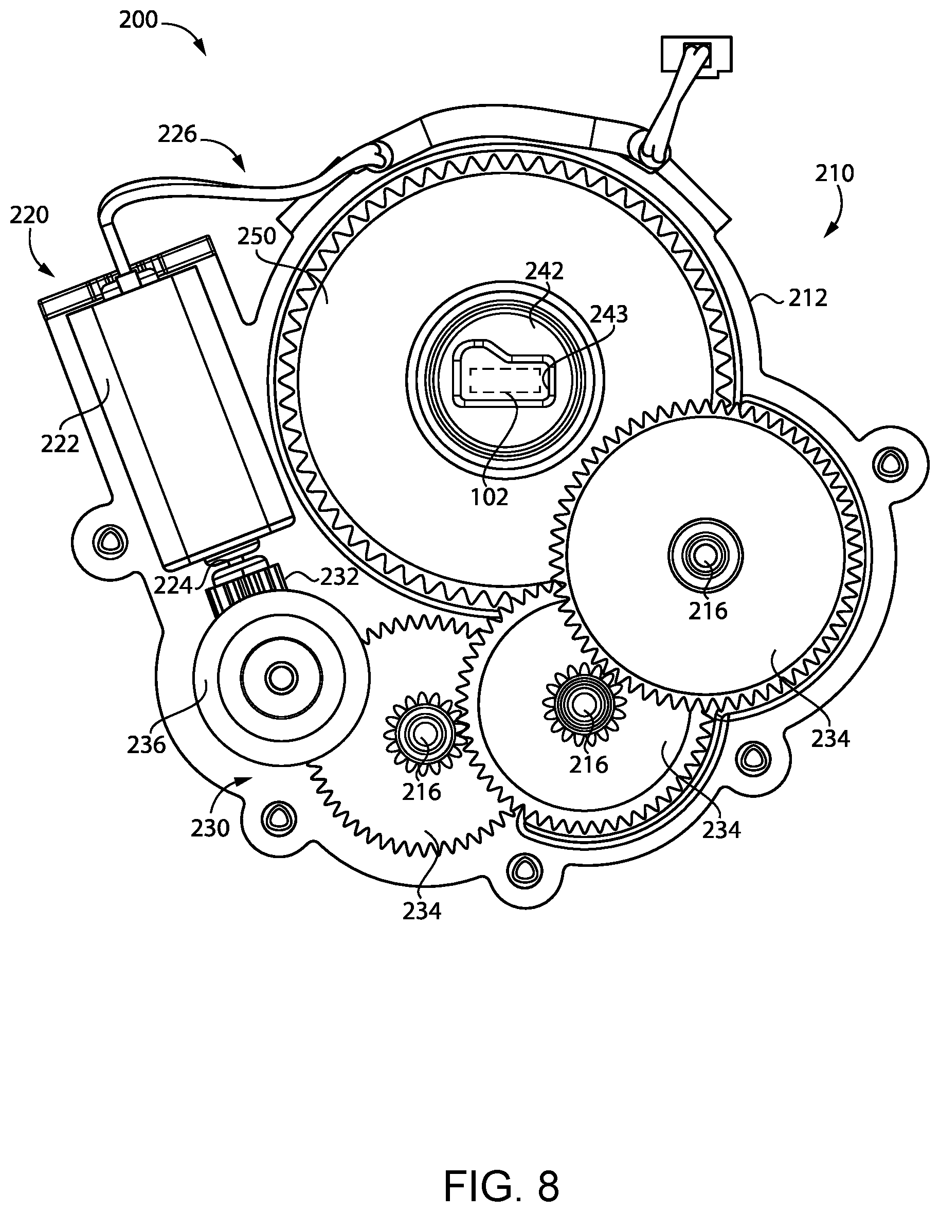 Patent US12410635 Figure 7 – Bolt actuation assembly