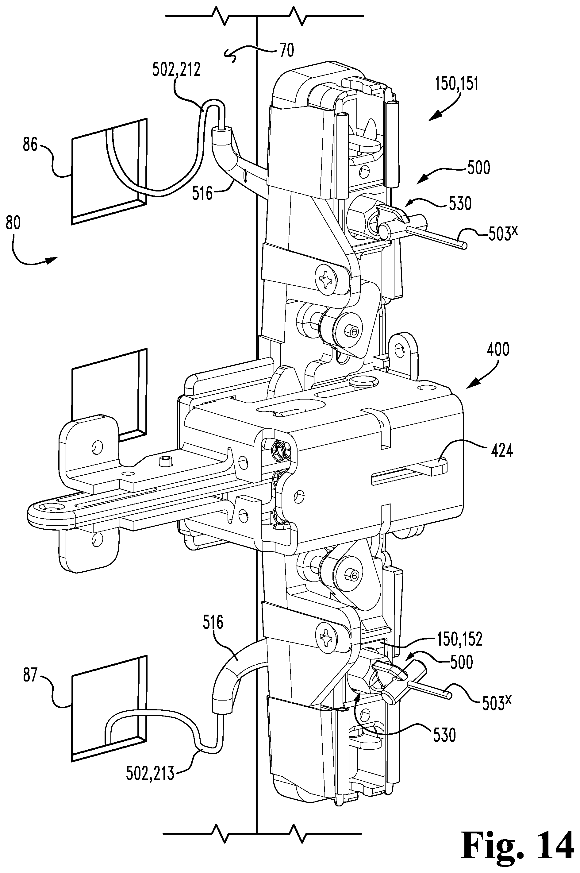 Patent US12410636 Figure 12 – Exit device coordination mechanisms