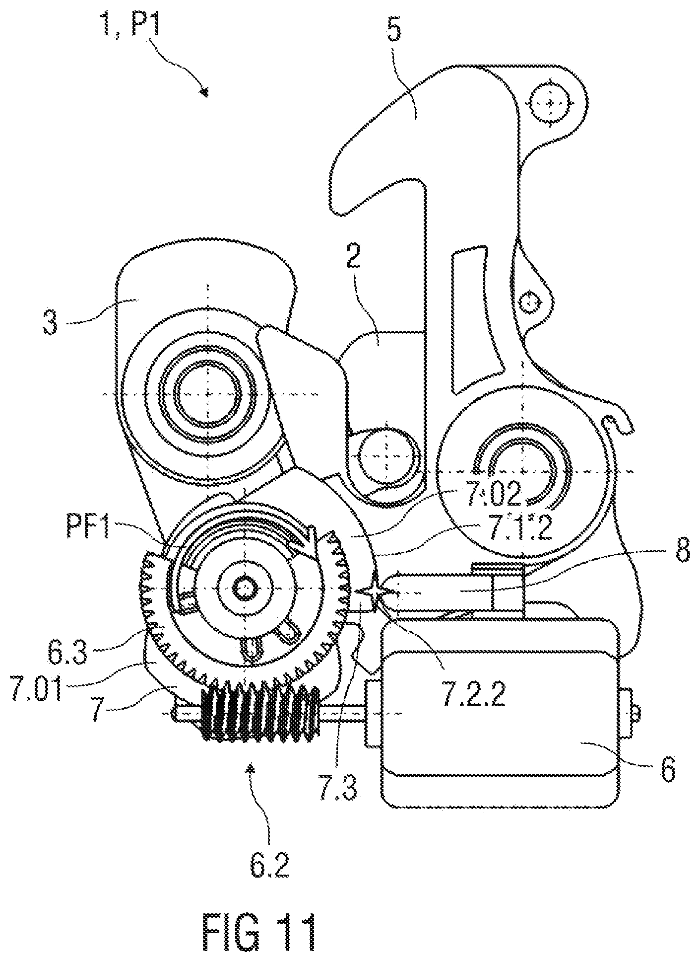 Patent US12410639 Figure 11 – Lock arrangement, in particular for an engine hood of a vehicle