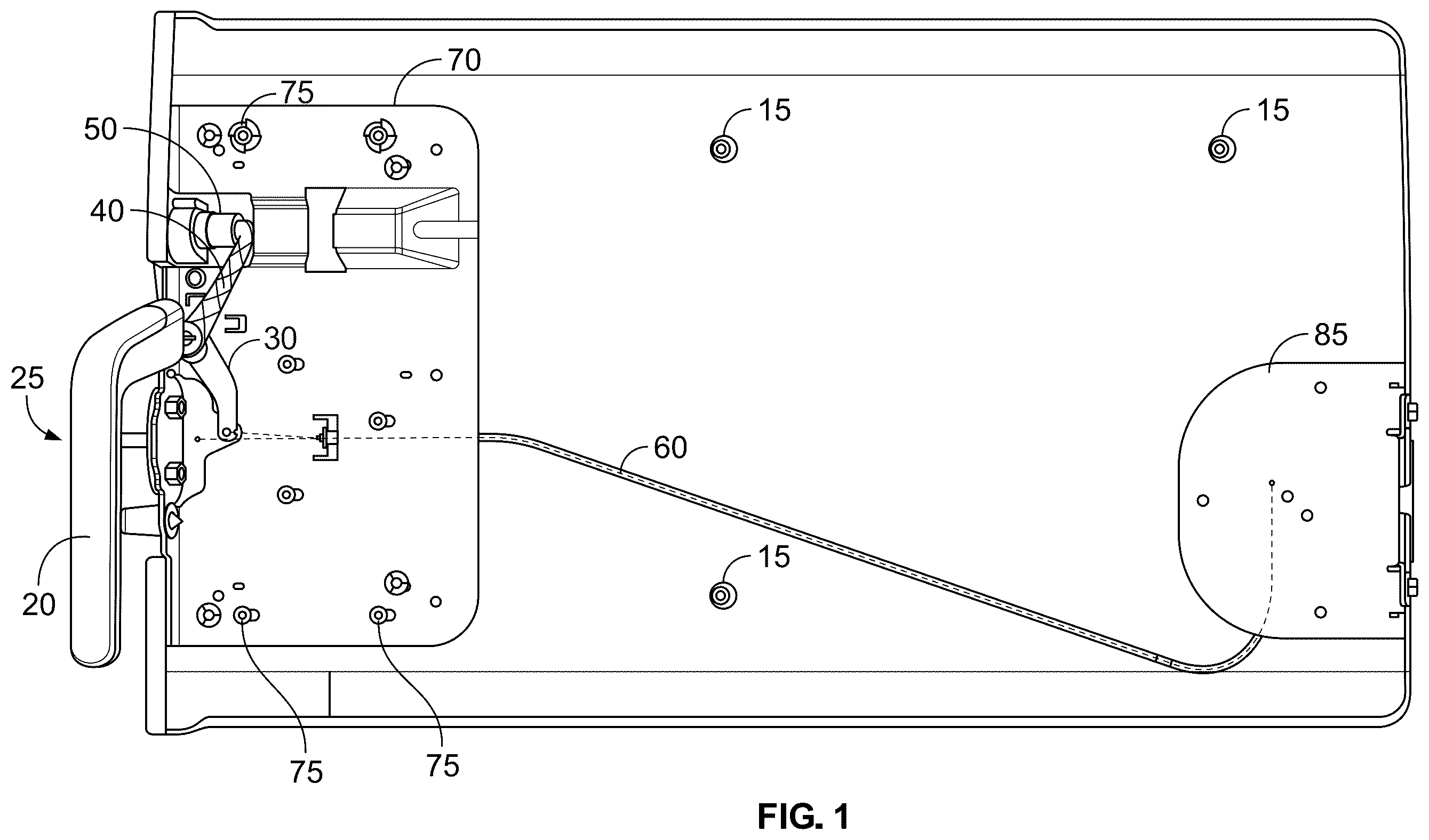 Patent US12410641 Figure 1 – Door having integrated opening and closing mechanisms