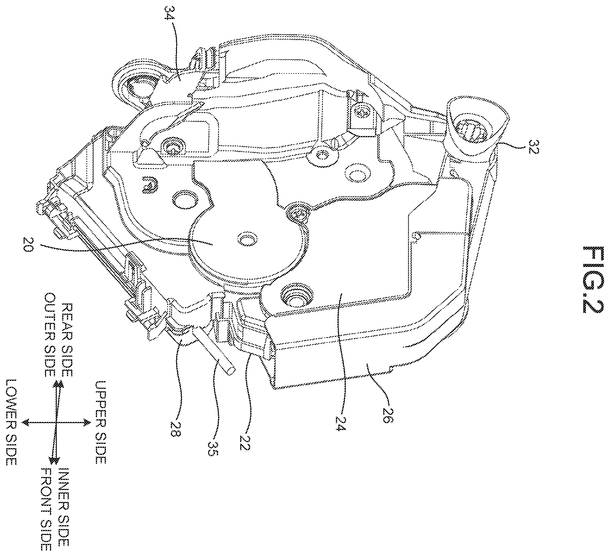 Patent US12410644 Figure 2 – Door latch device and actuator