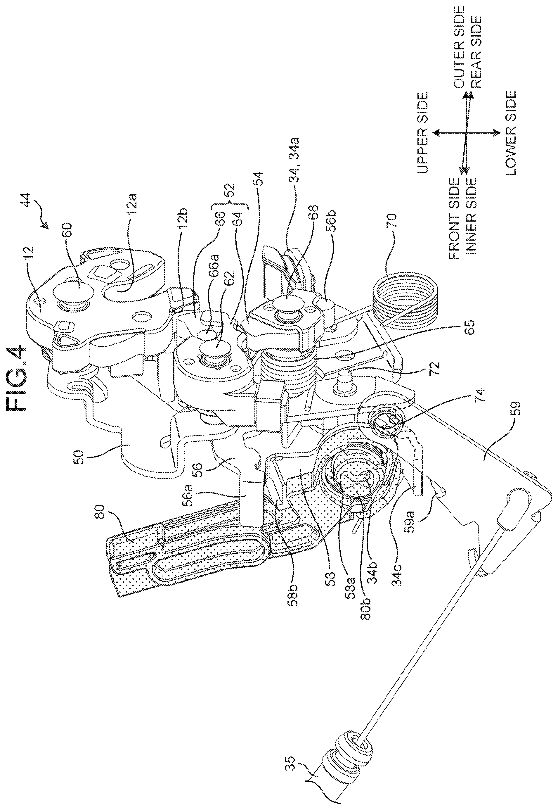 Patent US12410644 Figure 4 – Door latch device and actuator