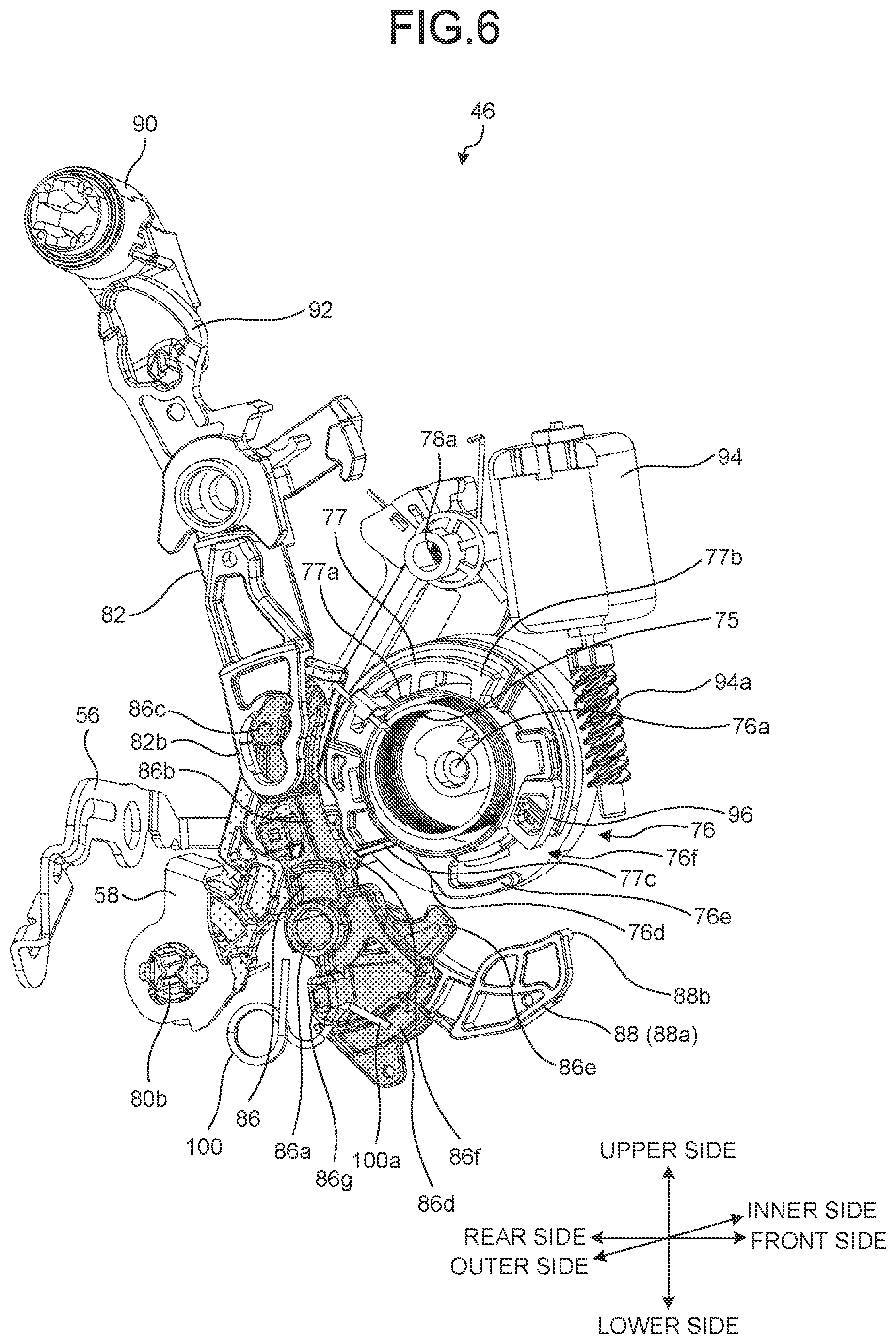 Patent US12410644 Figure 6 – Door latch device and actuator