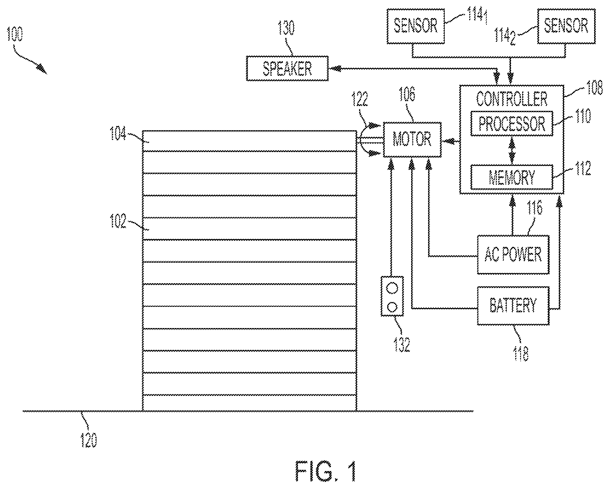 Patent US12410652 Figure 1 – Rolling doors with two-way operator logic