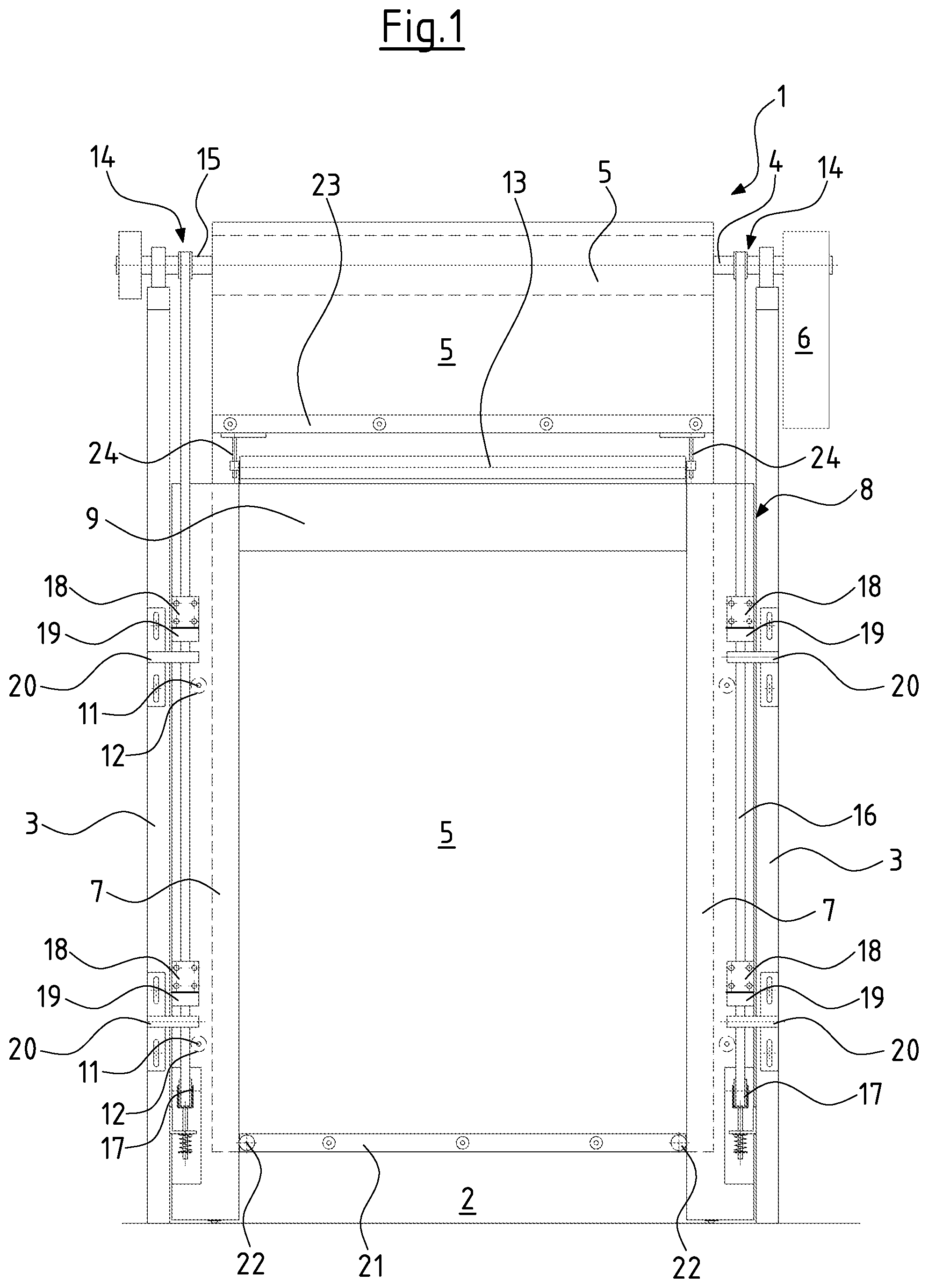 Patent US12410656 Figure 1 – Quick-action roll-up door