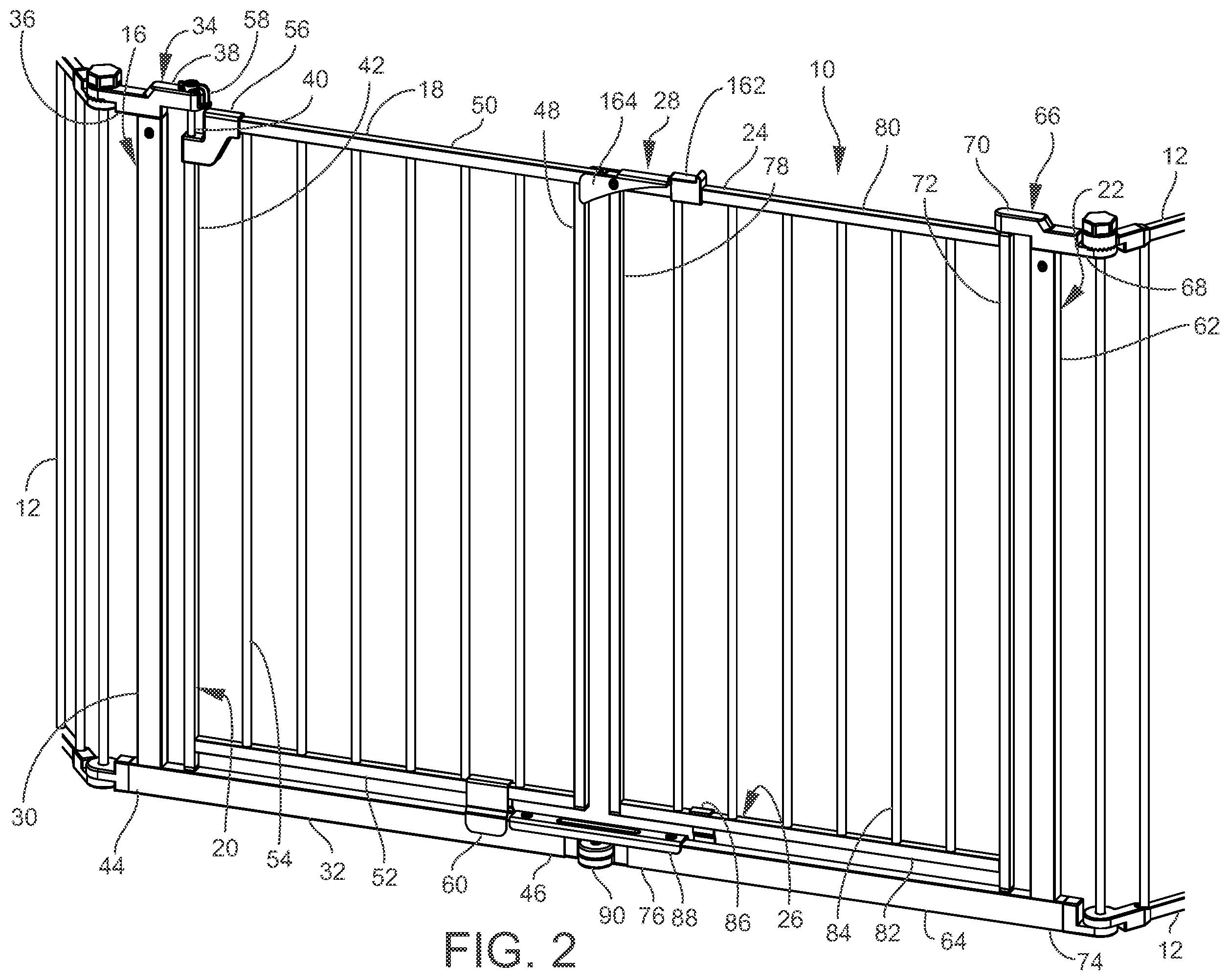 Patent US12410658 Figure 2 – Double door gate apparatus