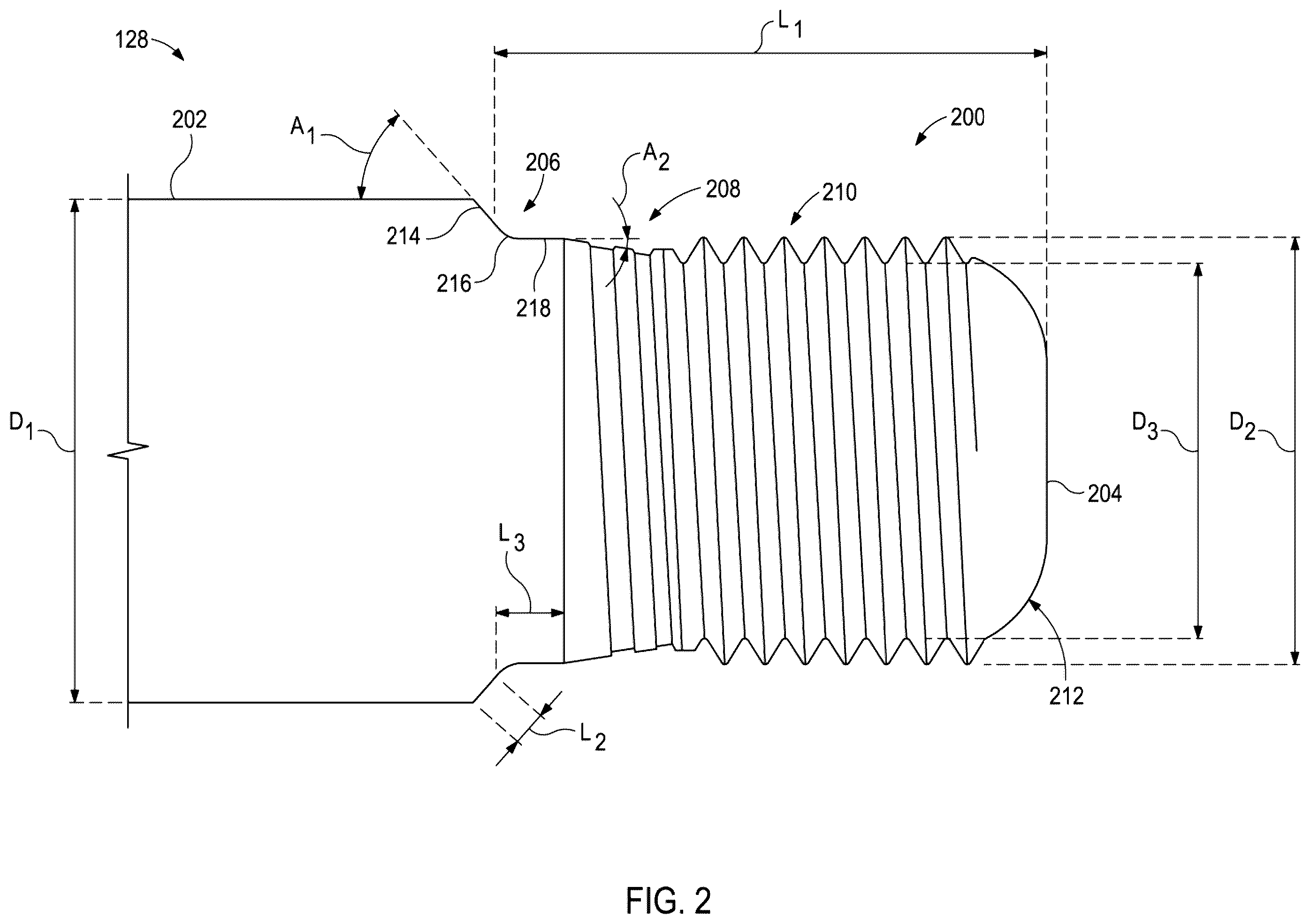 Patent US12410661 Figure 2 – Chamfered sinker bar connection