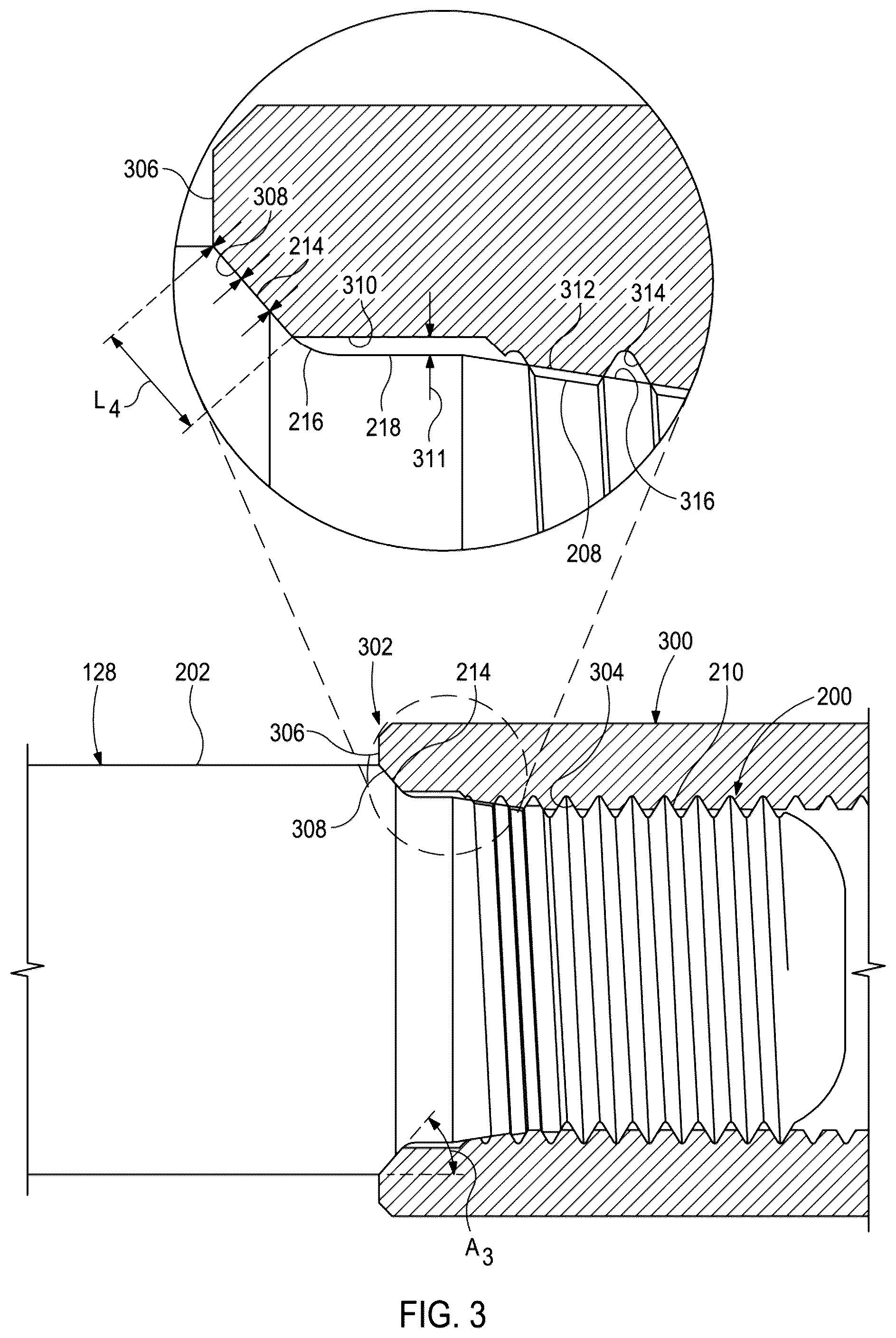 Patent US12410661 Figure 3 – Chamfered sinker bar connection