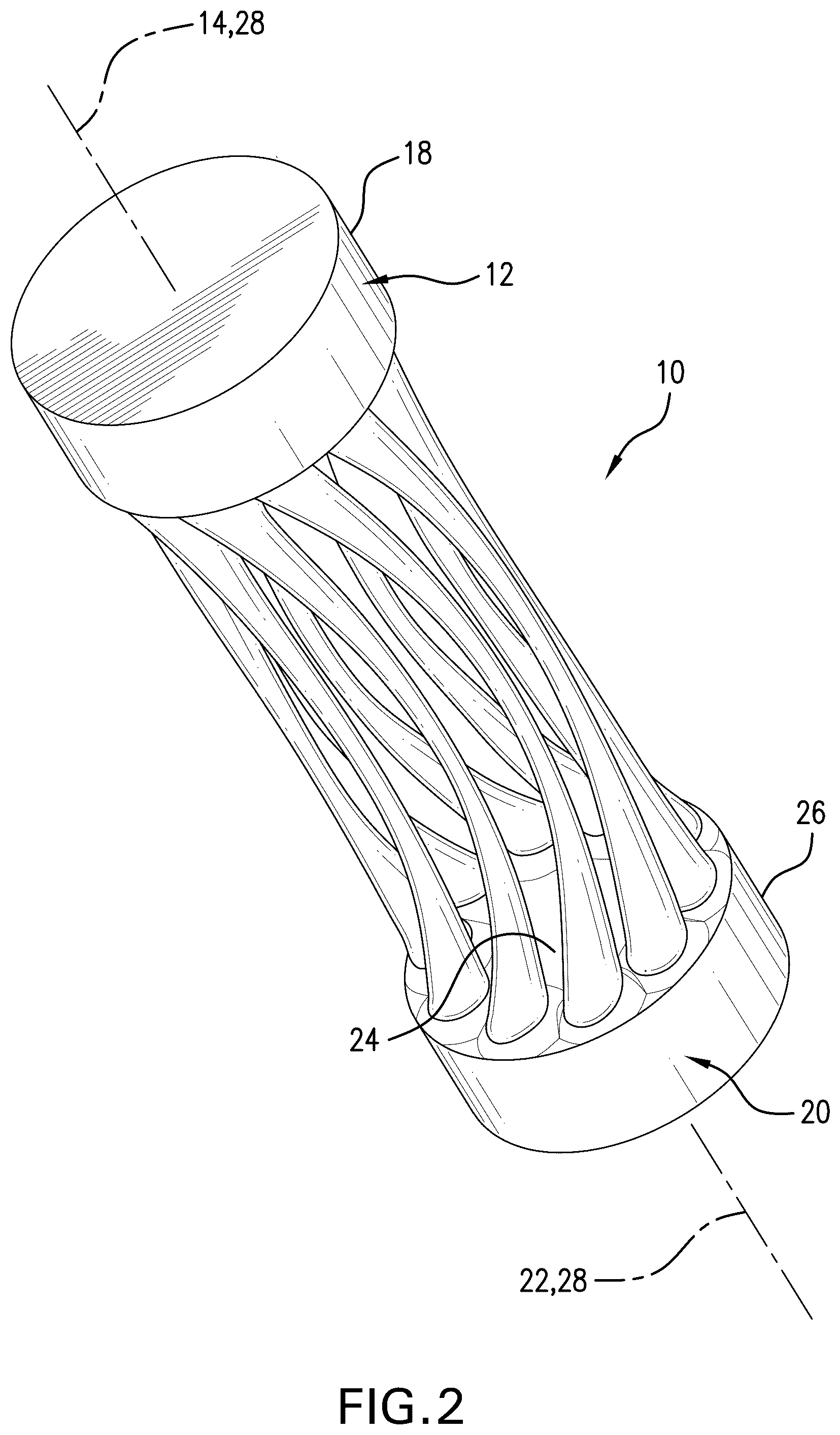 Patent US12410662 Figure 2 – Shock resistant and load tailored tensile bar method, and system