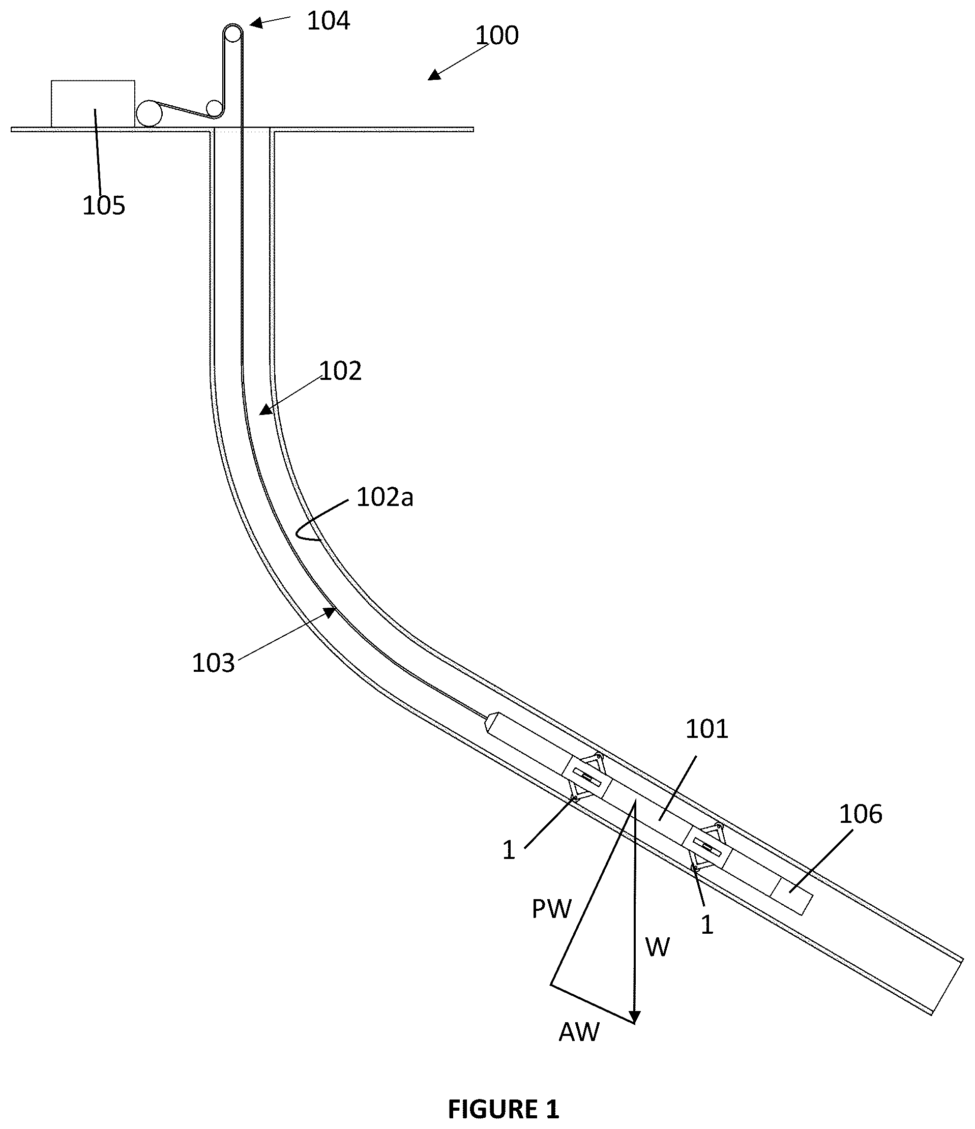 Patent US12410664 Figure 1 – Device for centering a sensor assembly in a bore