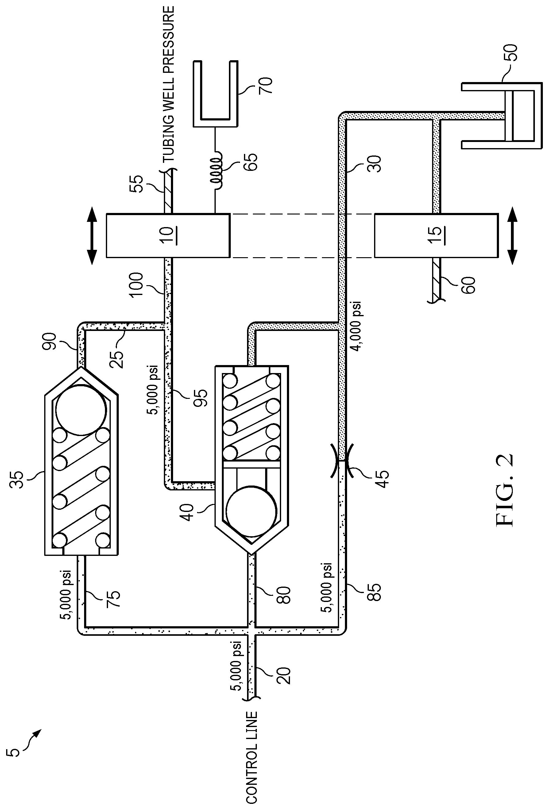Patent US12410681 Figure 2 – Tubing and control line hydrostatic-insensitive single control line safety valve