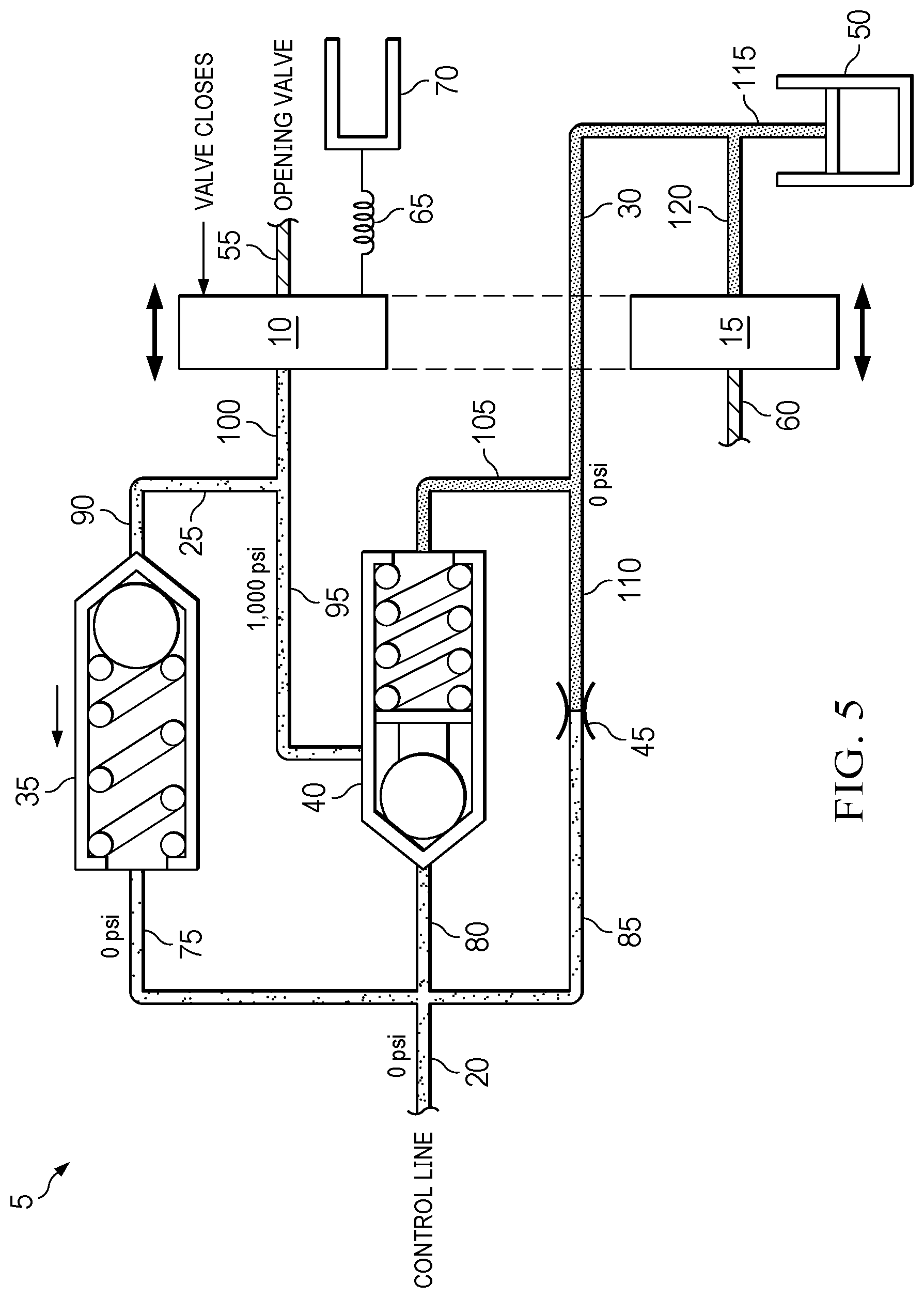 Patent US12410681 Figure 5 – Tubing and control line hydrostatic-insensitive single control line safety valve