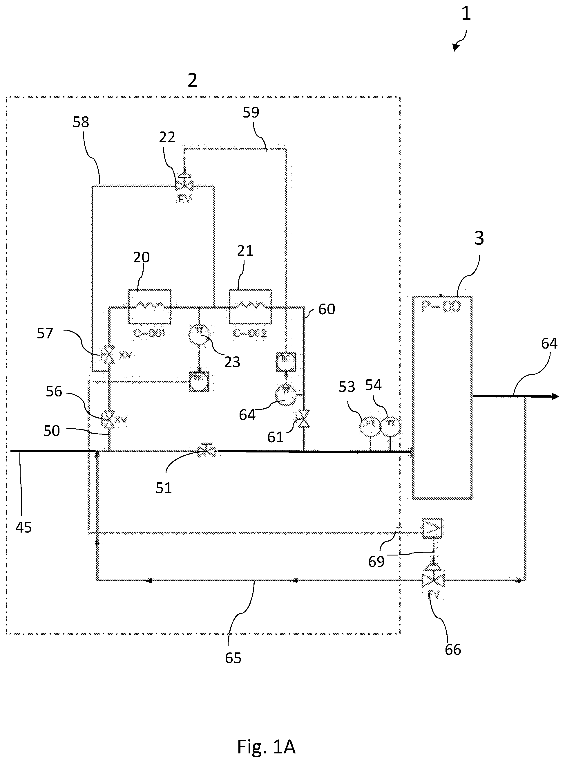 Patent US12410684 Figure 1 – Subsea system comprising a preconditioning unit and pressure boosting device and method of operating the preconditioning unit