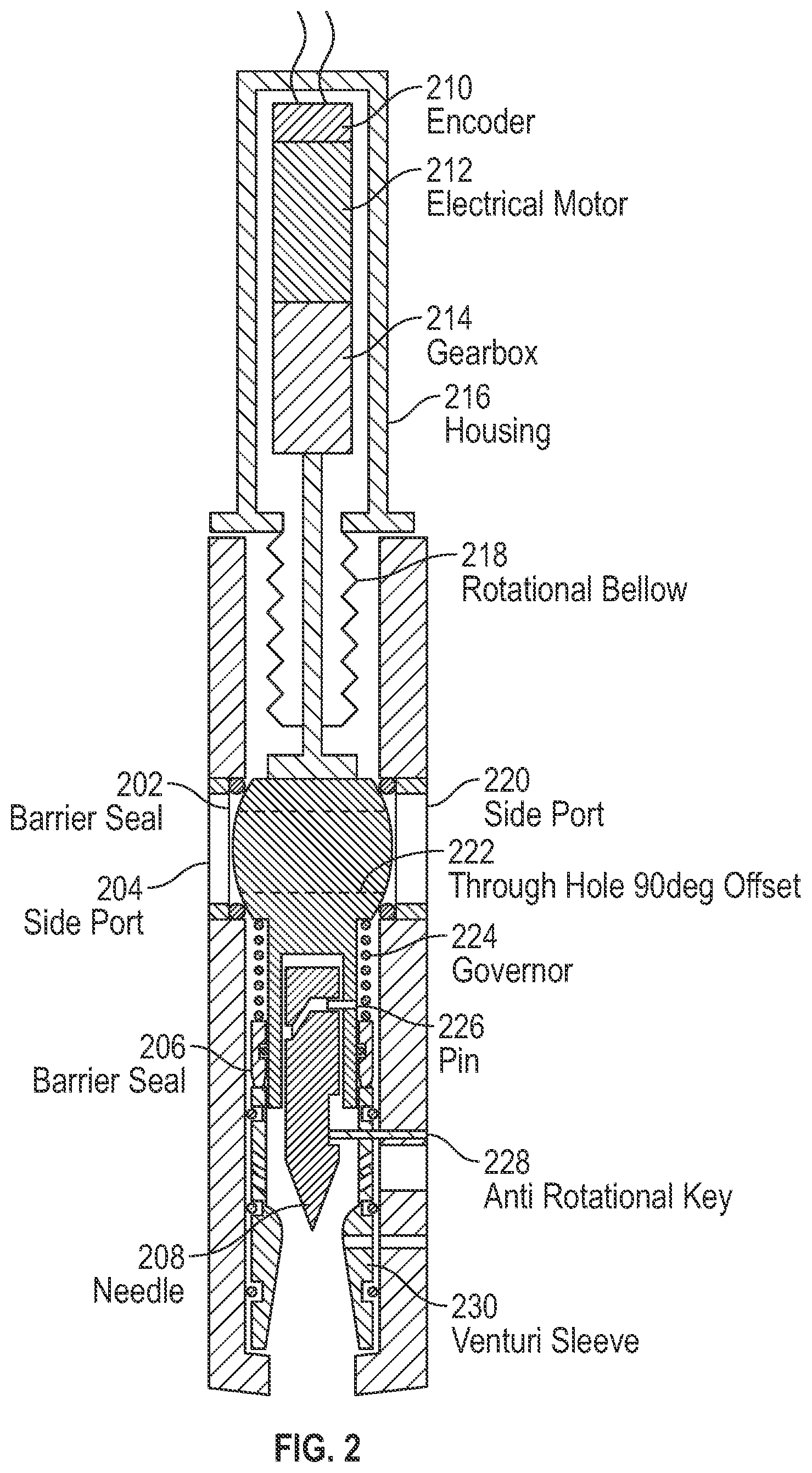 Patent US12410693 Figure 2 – Single actuated rotational electric gas lift valve