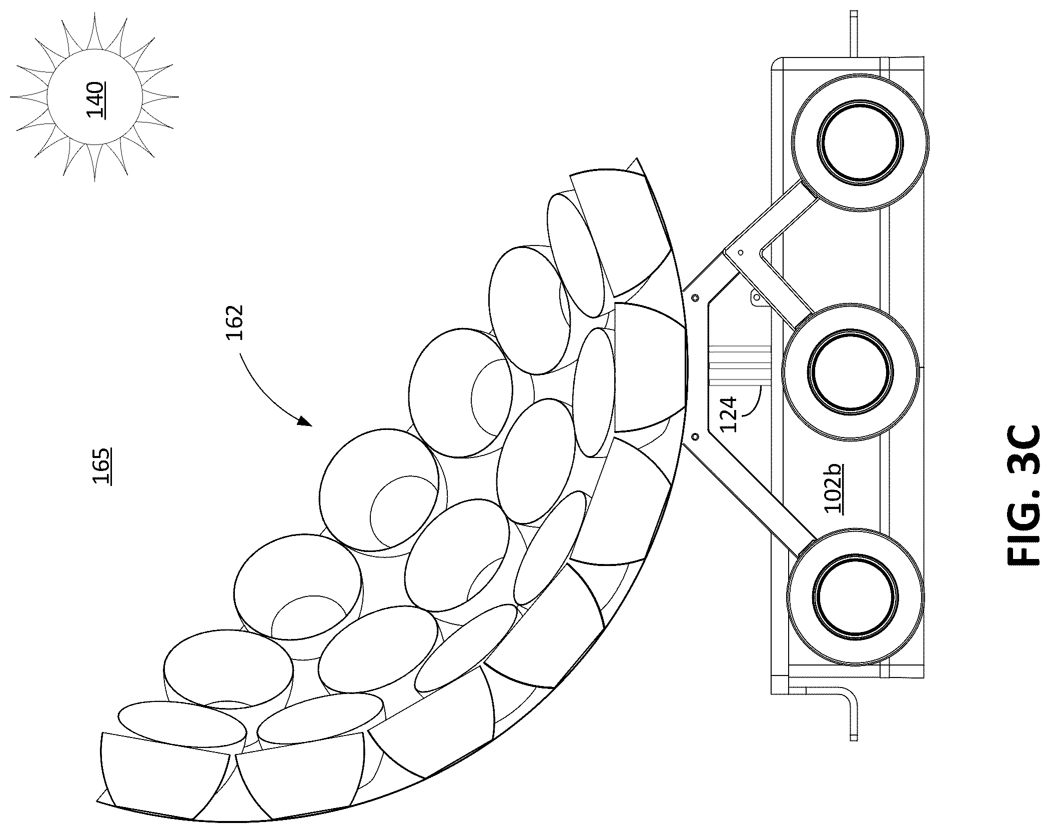 Patent US12410709 Figure 8 – Compound parabolic concentrator arrangement