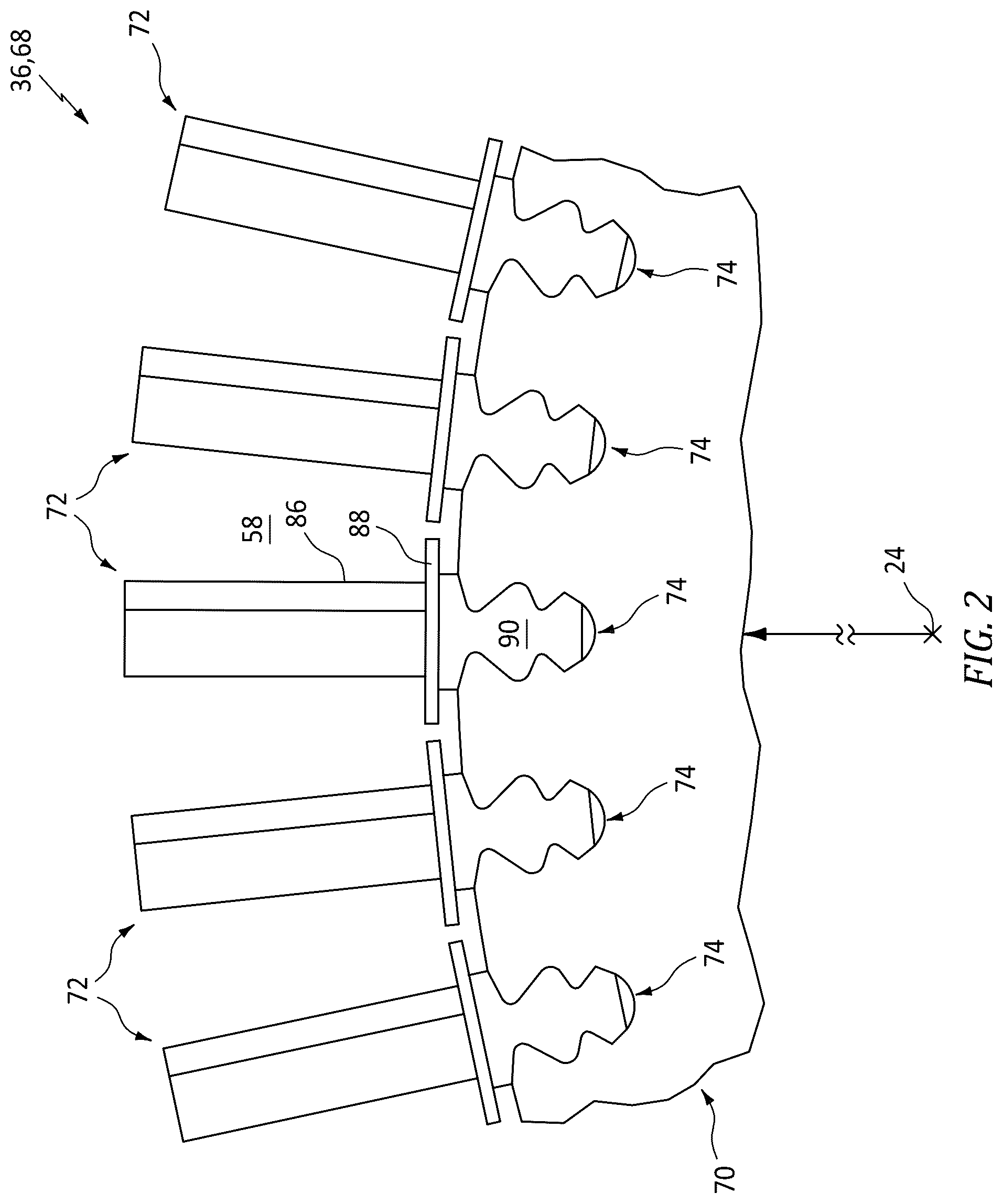 Patent US12410712 Figure 2 – Rotor blade with apertured cooling air deflector