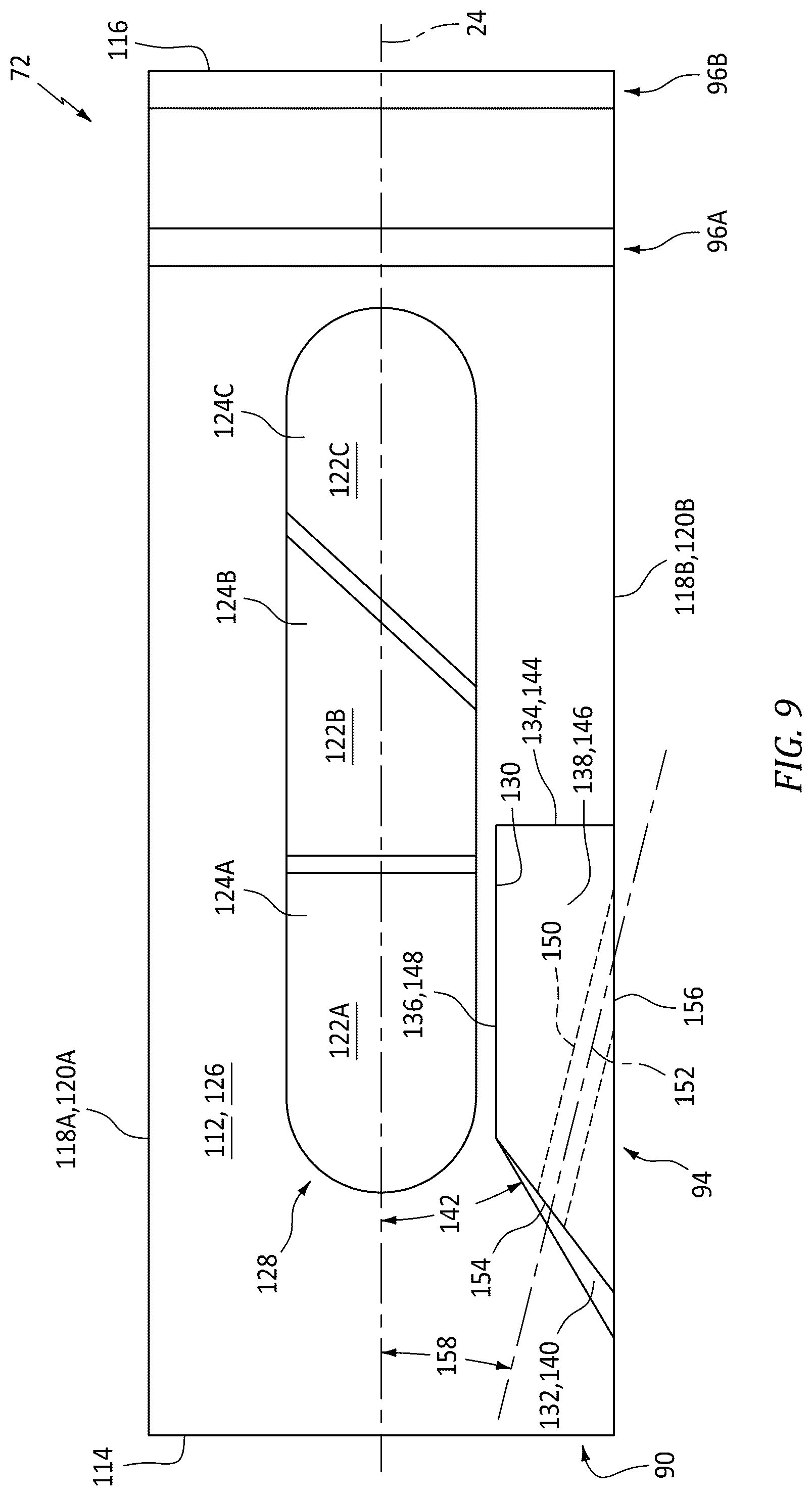Patent US12410712 Figure 8 – Rotor blade with apertured cooling air deflector