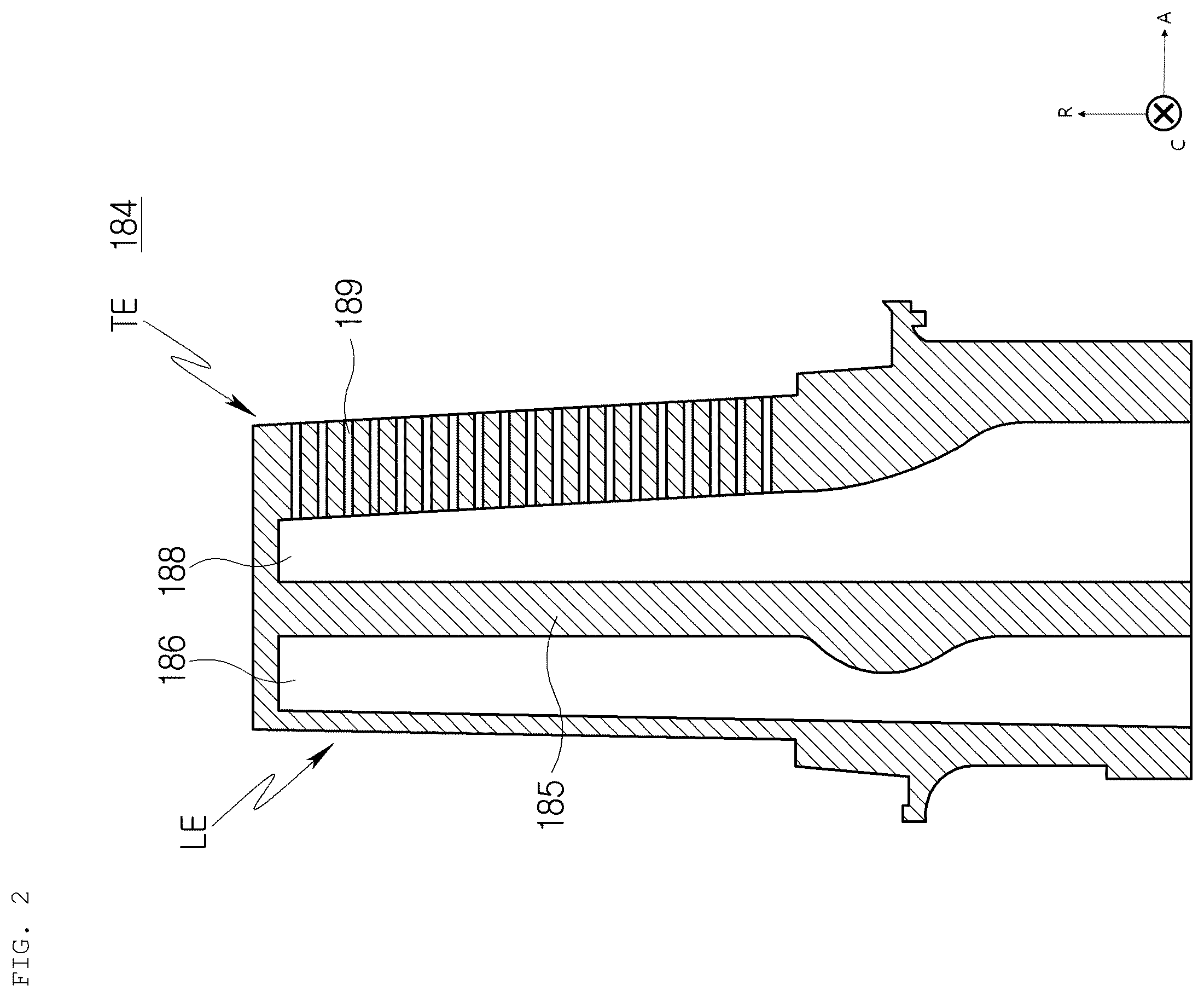 Patent US12410717 Figure 2 – Gas turbine blade with cooling flow paths and gas turbine including the same