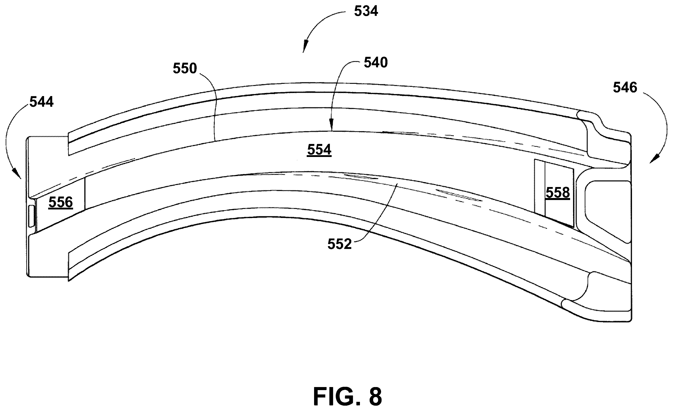 Patent US12410719 Figure 8 – Turbine engine with composite airfoils