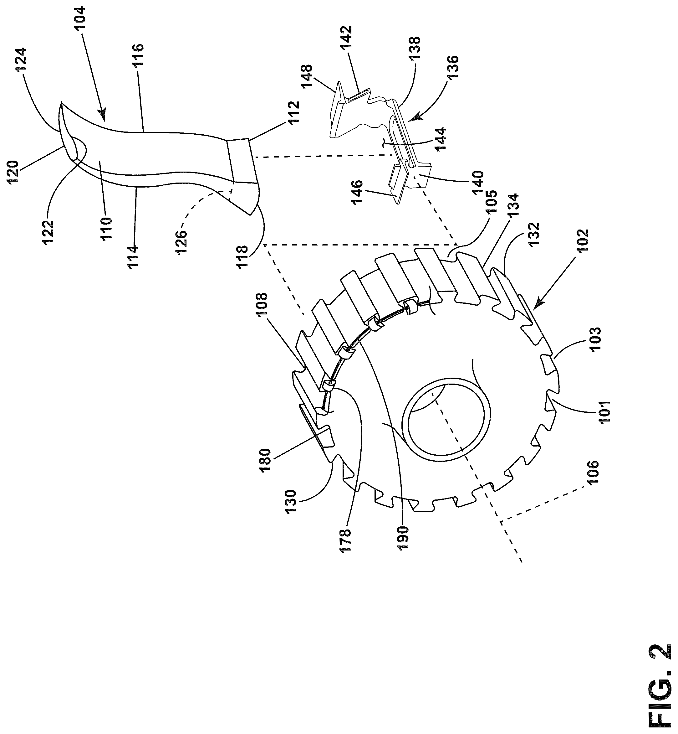 Patent US12410720 Figure 2 – Turbine engine having a rotatable disk and a blade