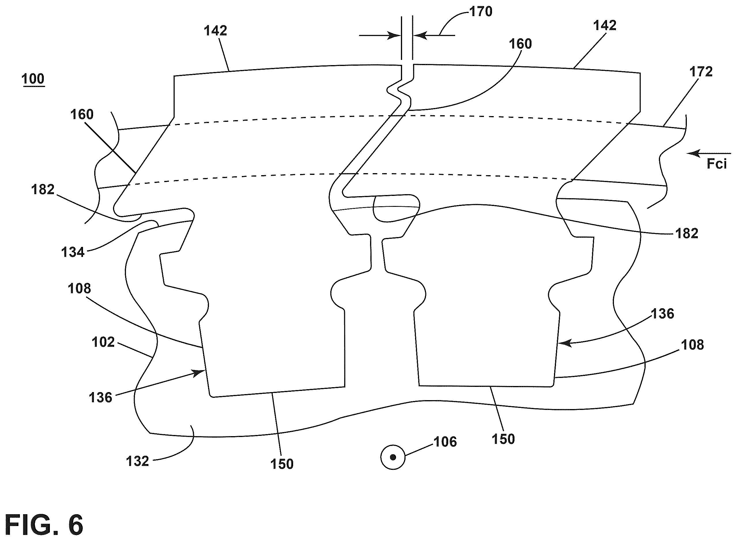Patent US12410720 Figure 6 – Turbine engine having a rotatable disk and a blade