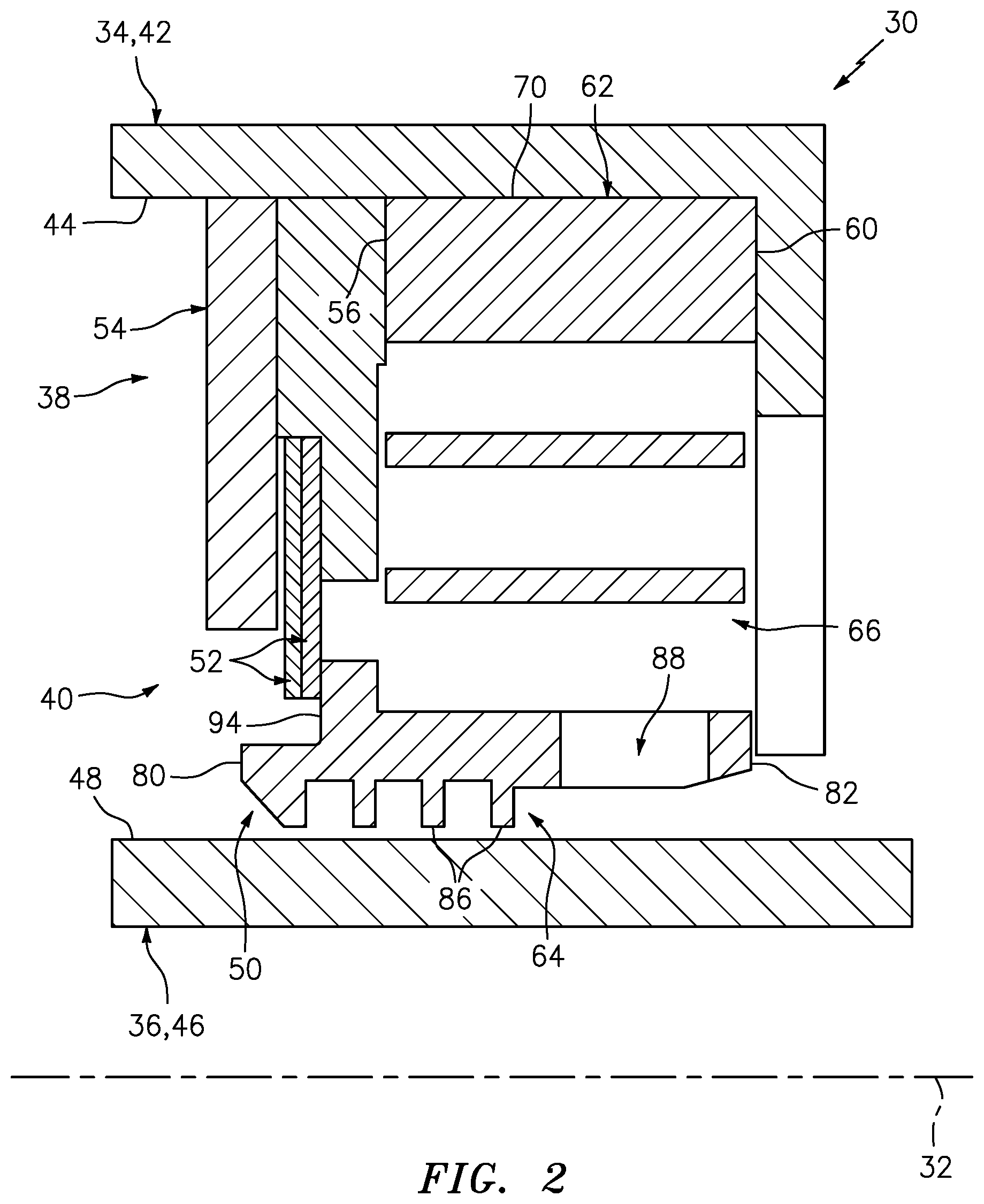 Patent US12410723 Figure 2 – Non-contact seal for rotational equipment with radial through-hole