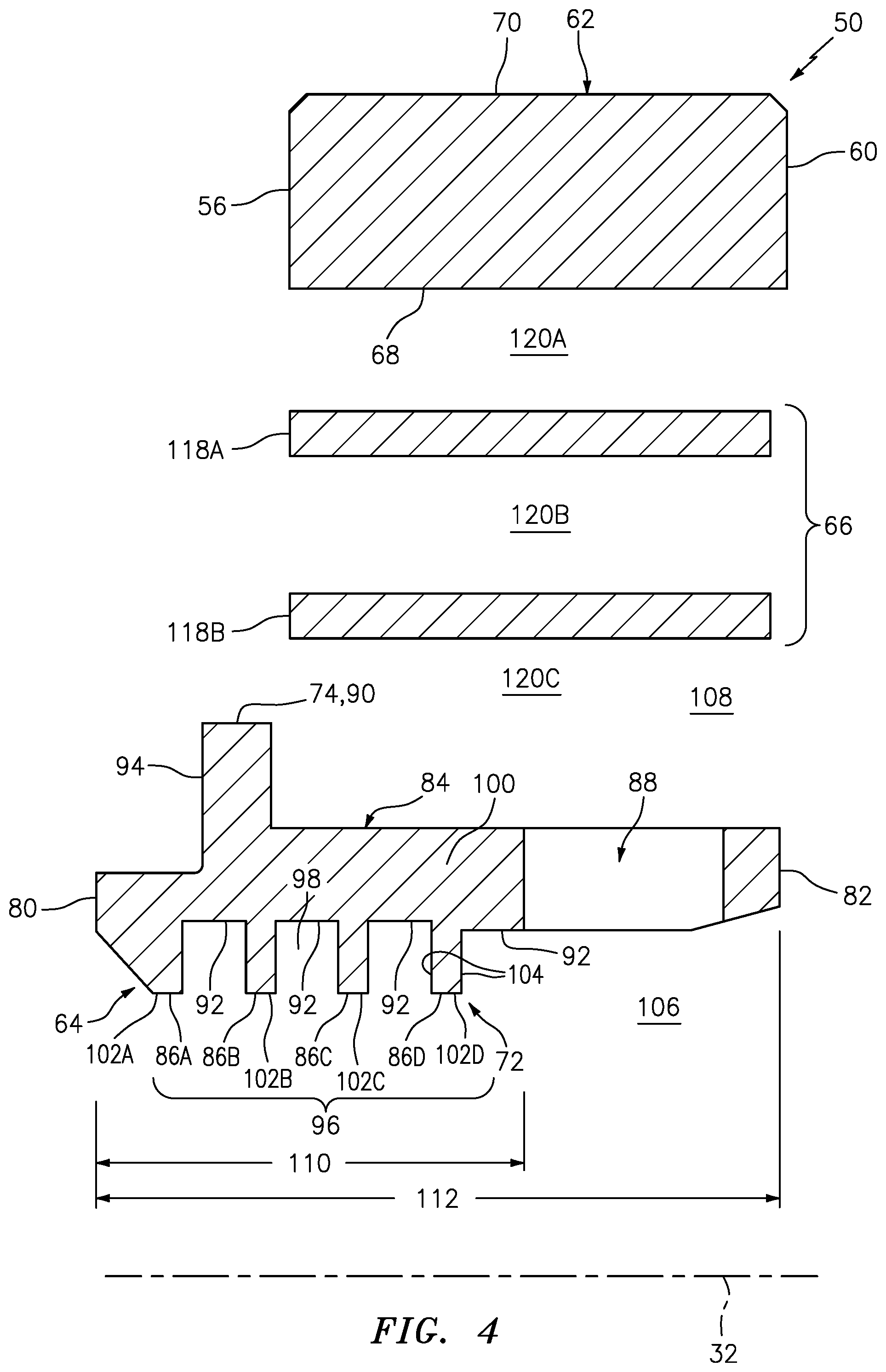 Patent US12410723 Figure 4 – Non-contact seal for rotational equipment with radial through-hole
