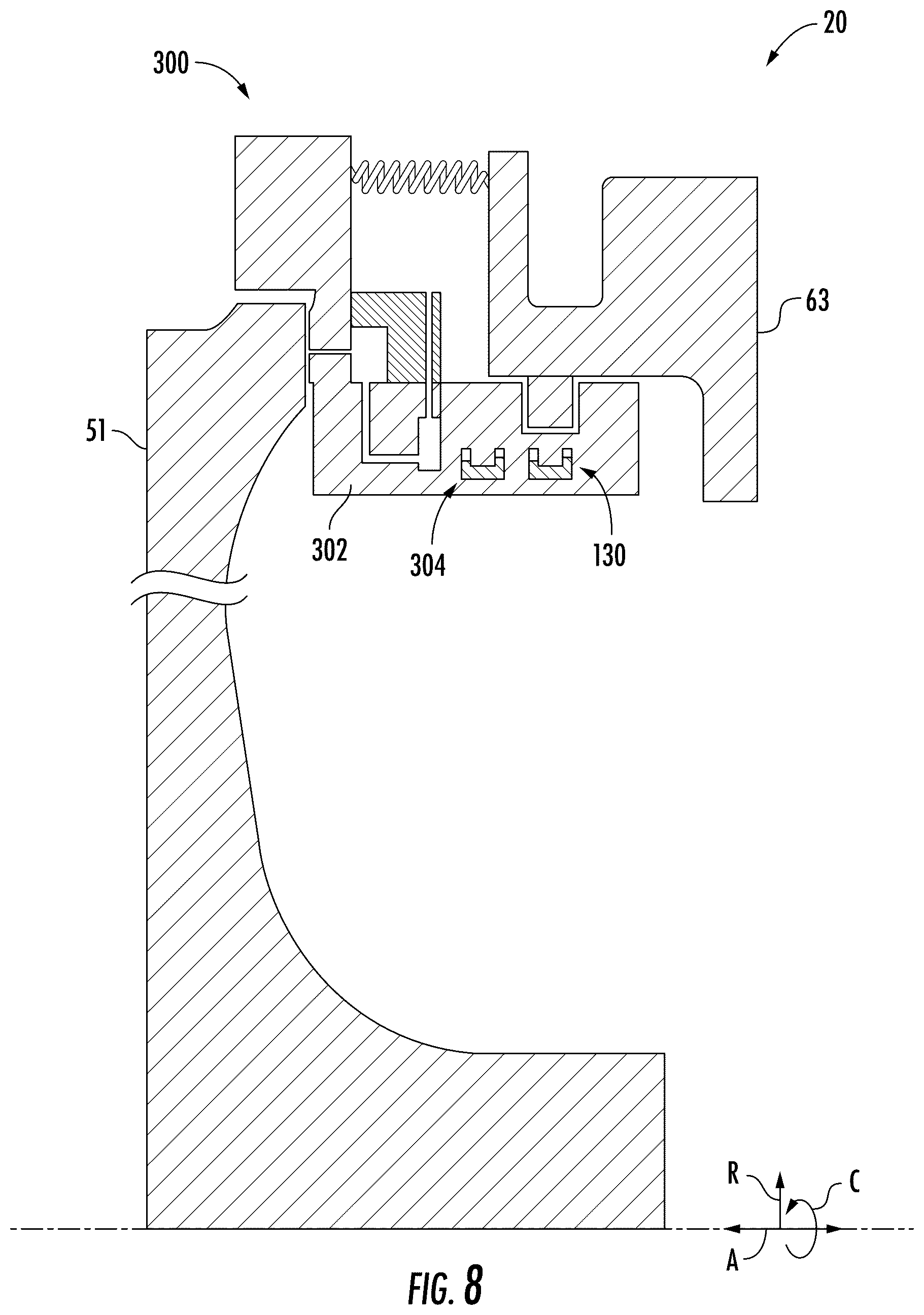 Patent US12410724 Figure 9 – Gas turbine engine with inertially damped seals