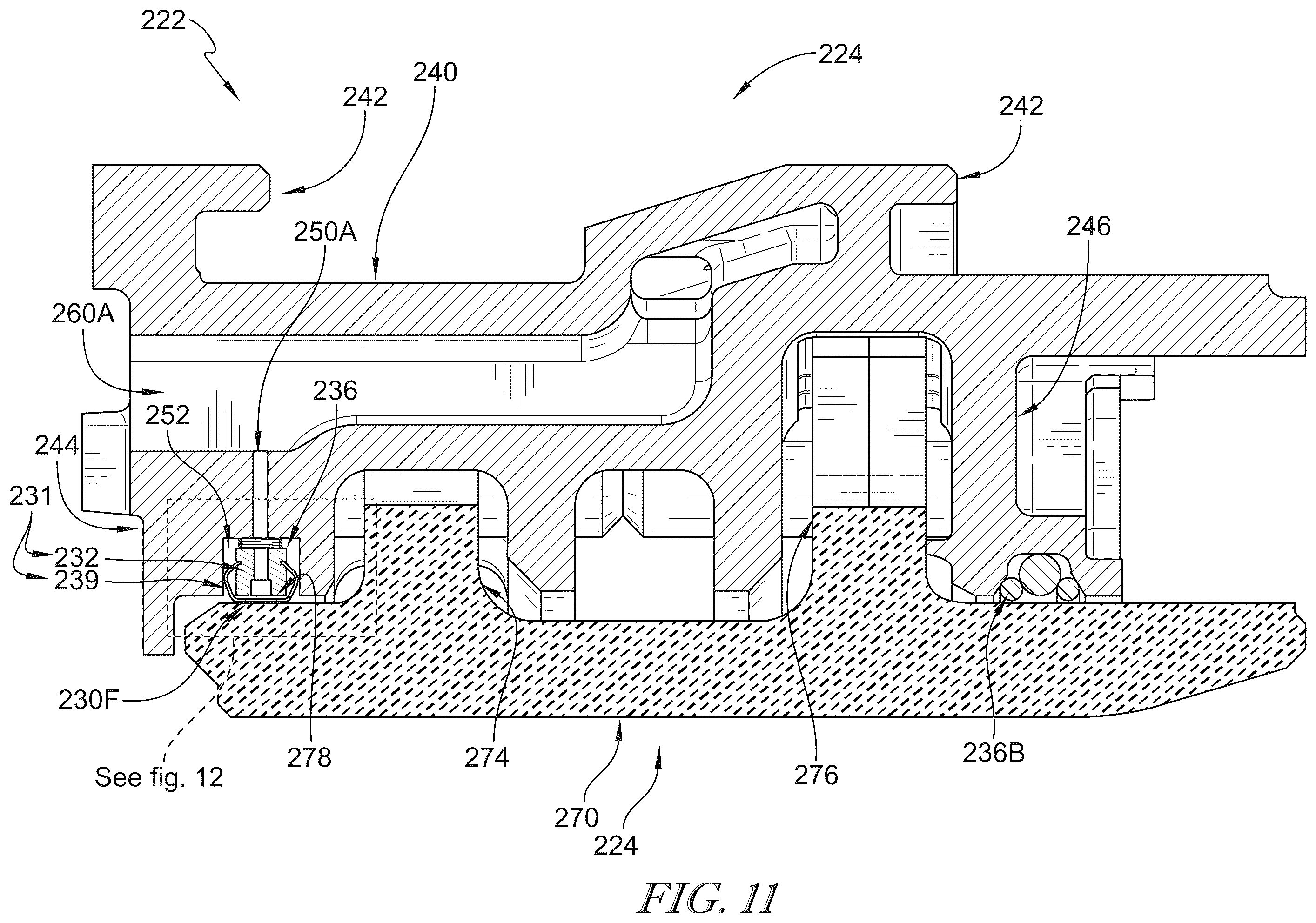 Patent US12410725 Figure 10 – Turbine shroud assemblies with air activated pistons for biasing buffer cavity seals