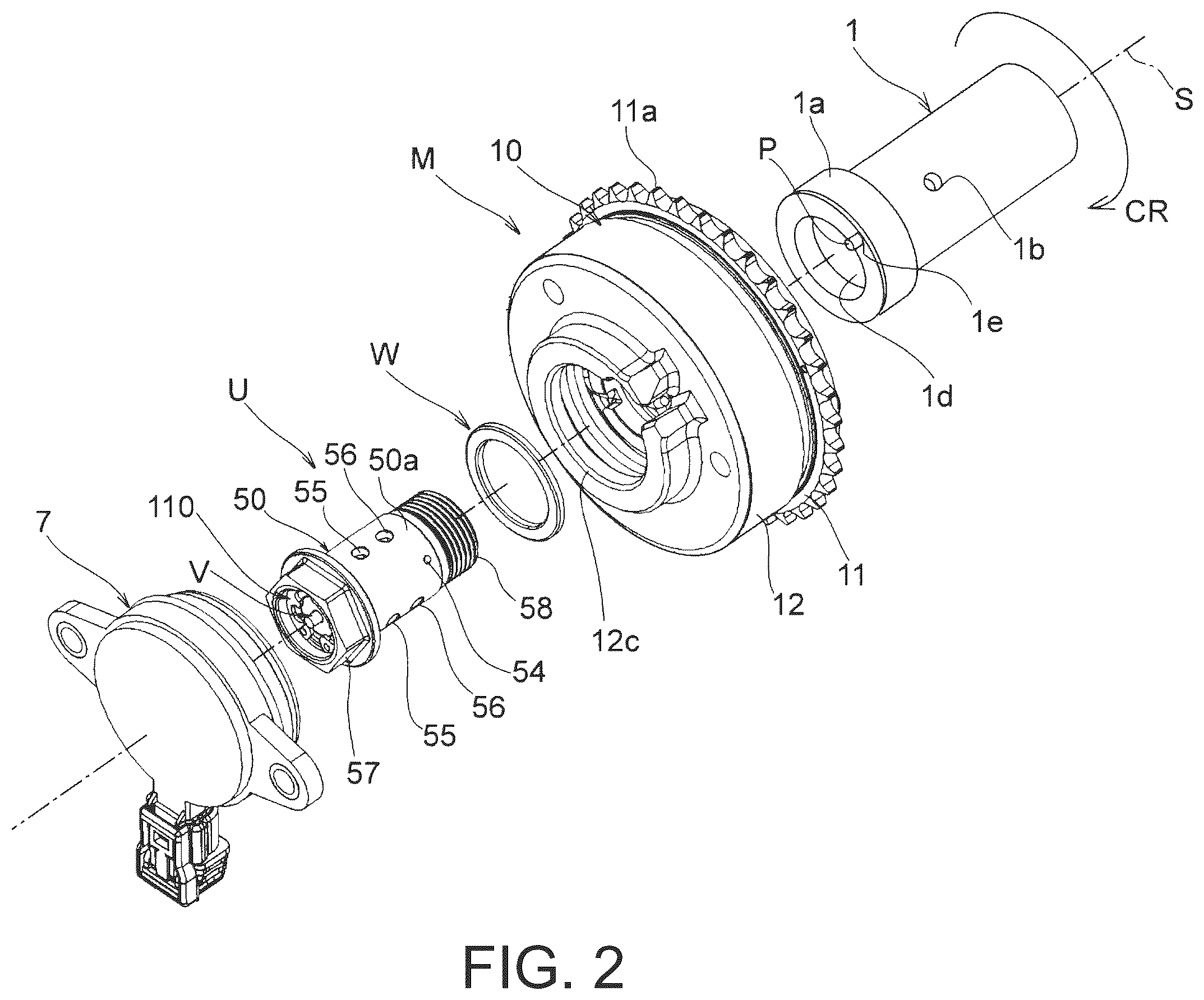 Patent US12410733 Figure 2 – Fluid control valve unit and valve timing change device