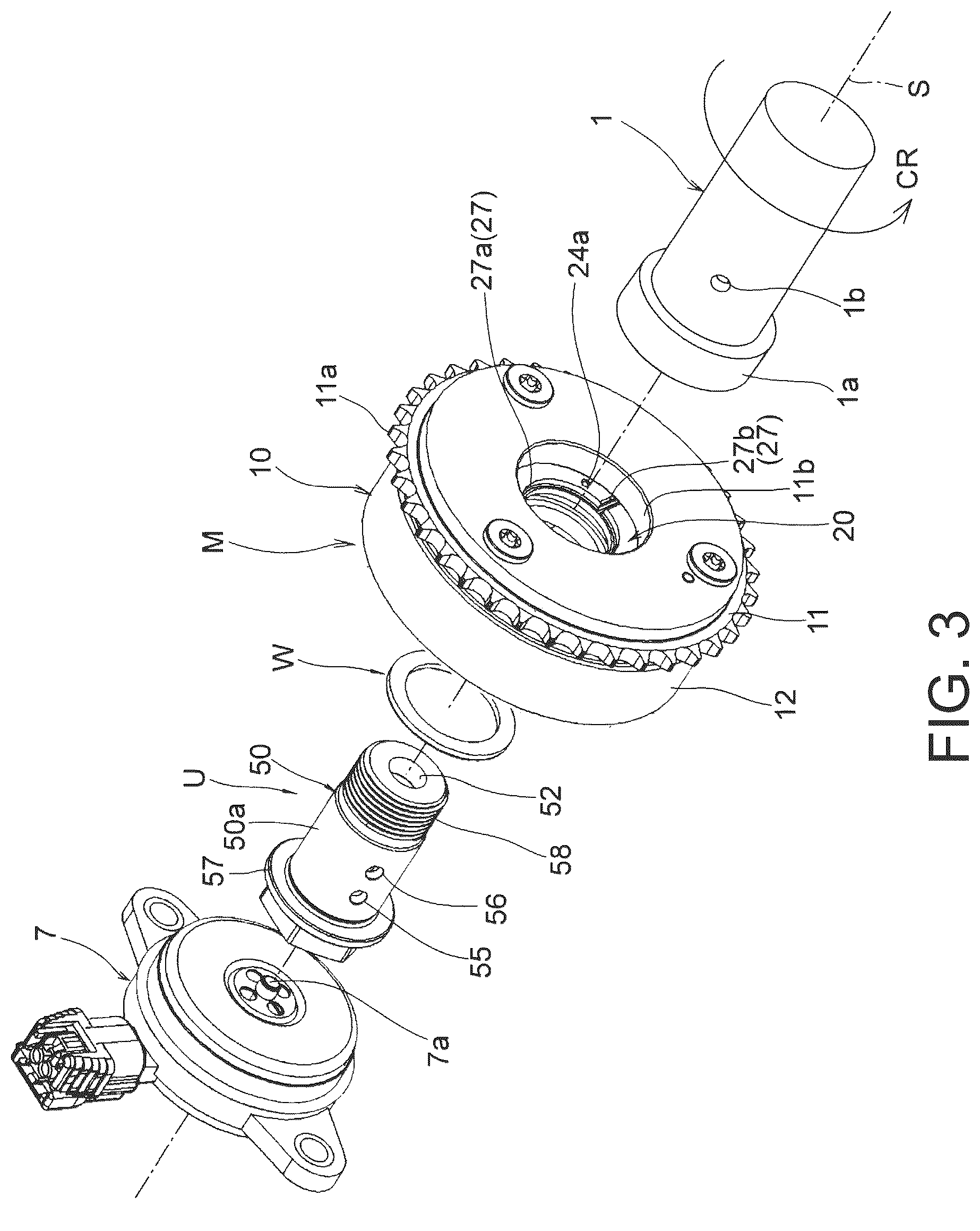 Patent US12410733 Figure 3 – Fluid control valve unit and valve timing change device